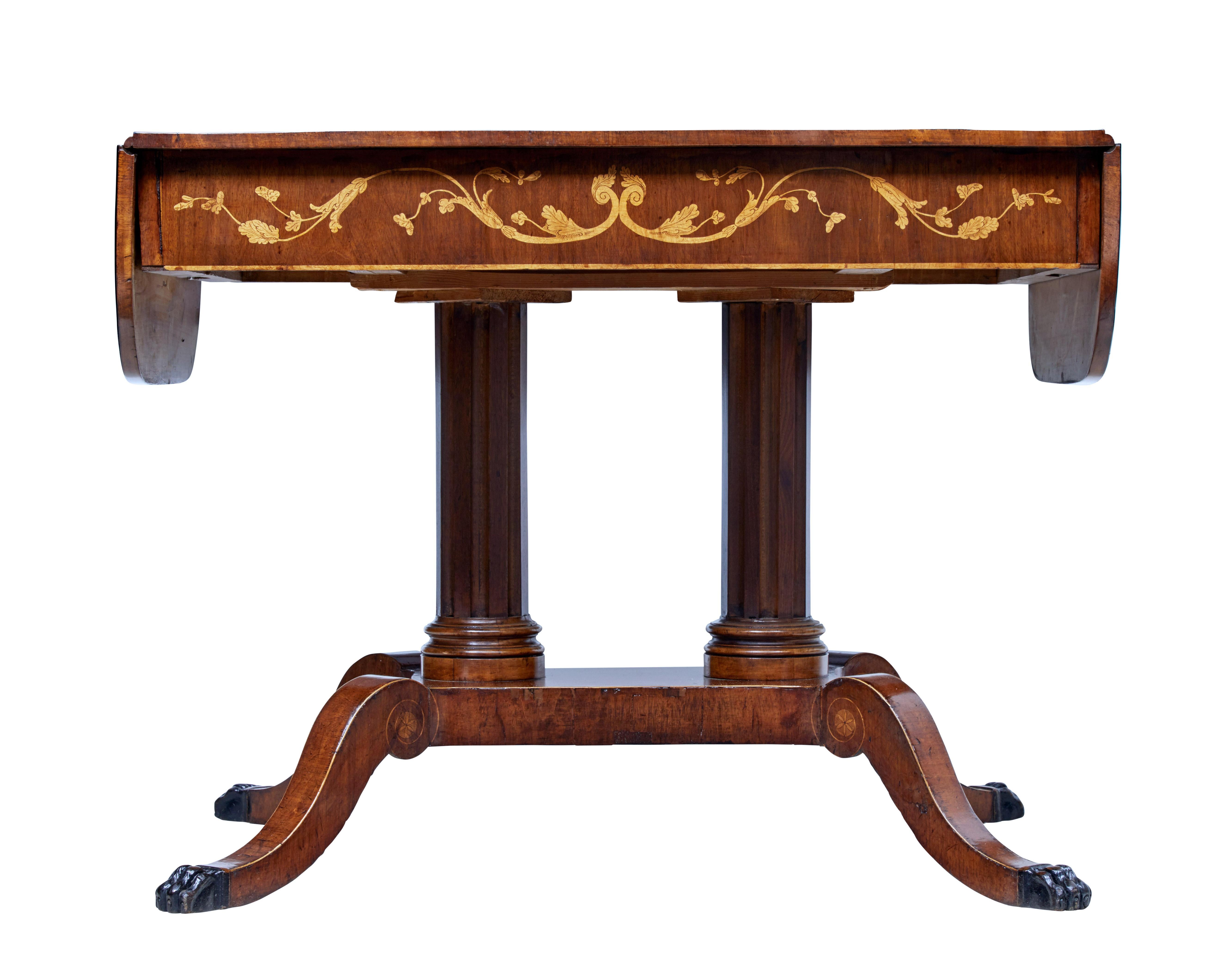 19th Century Mahogany Inlaid Sofa Table (Intarsie)