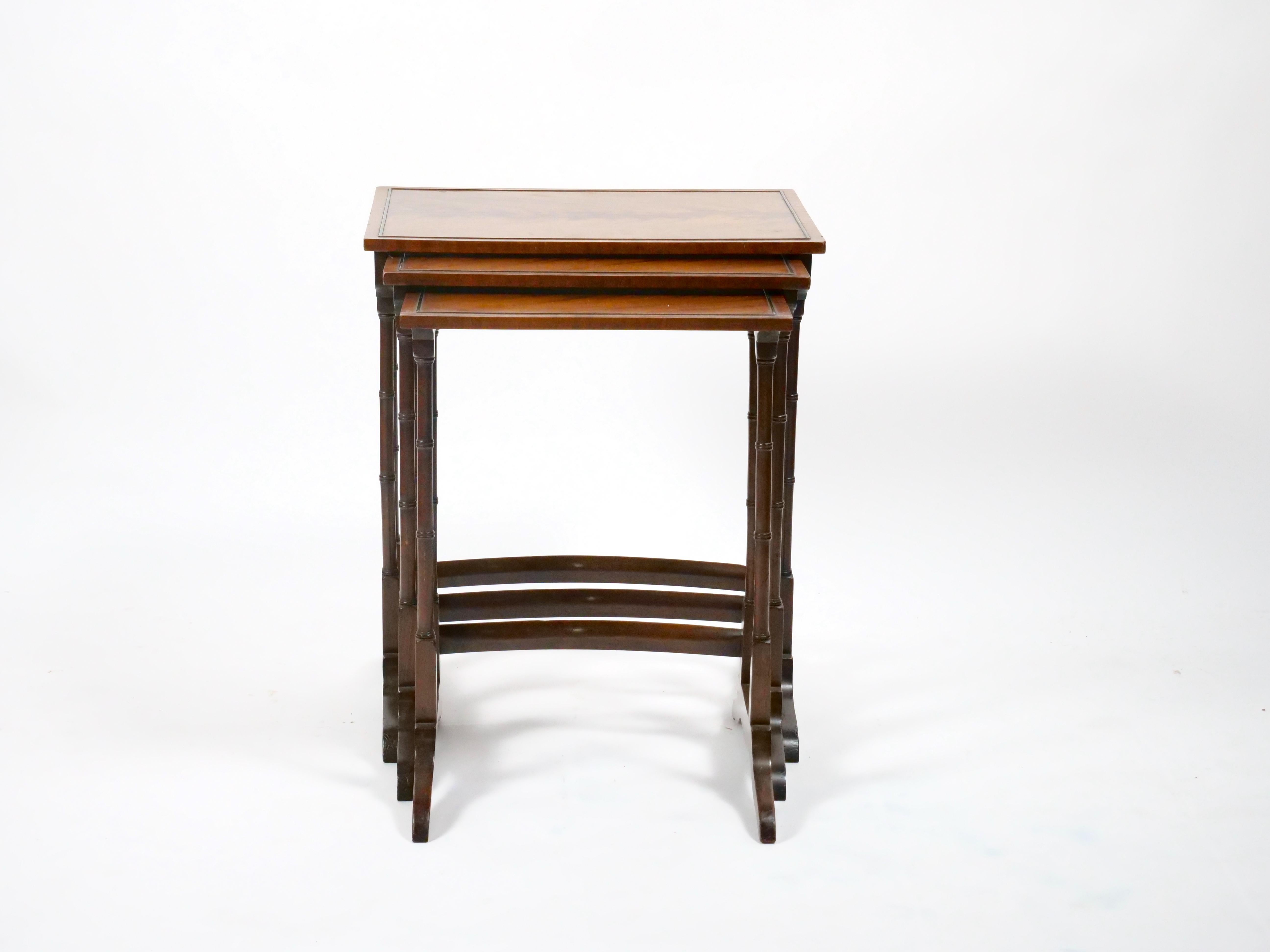 19th century Mahogany Inlaid Top Decorated Stacking Tables For Sale 5