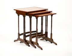 19th century Mahogany Inlaid Top Decorated Stacking Tables