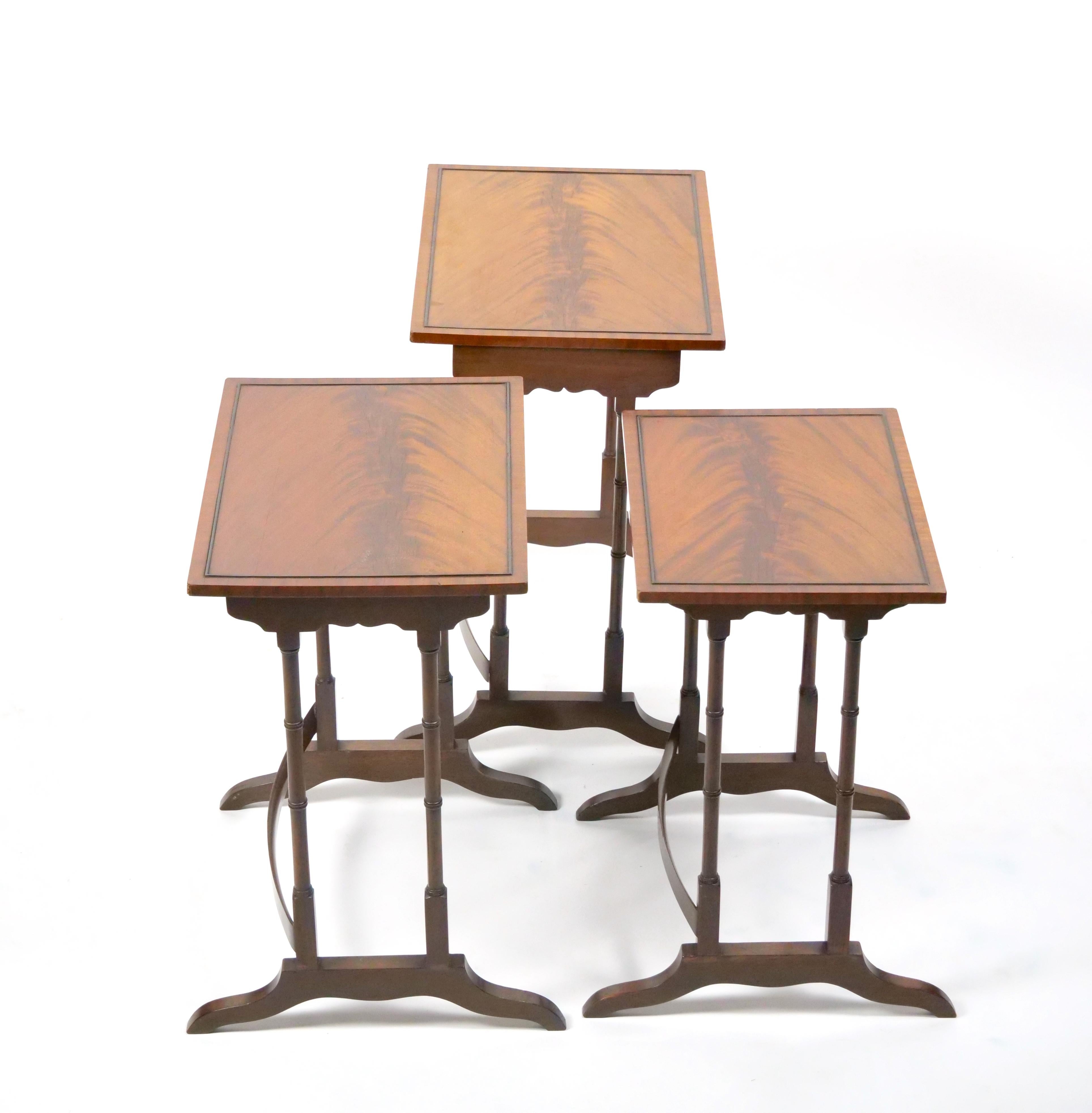 19th century Mahogany Inlaid Top Decorated Stacking Tables For Sale 2