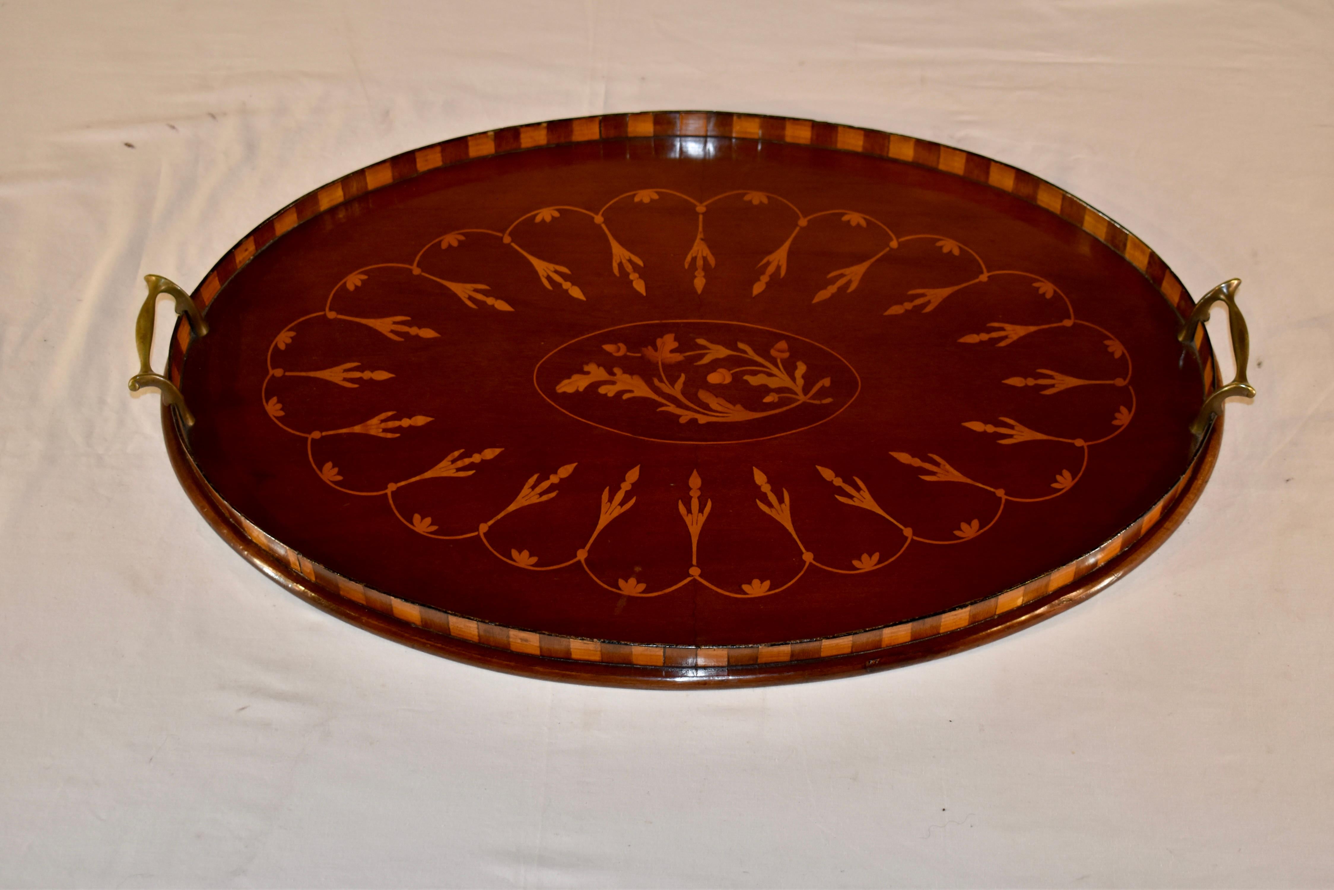 19th Century Mahogany Inlaid Tray For Sale 8
