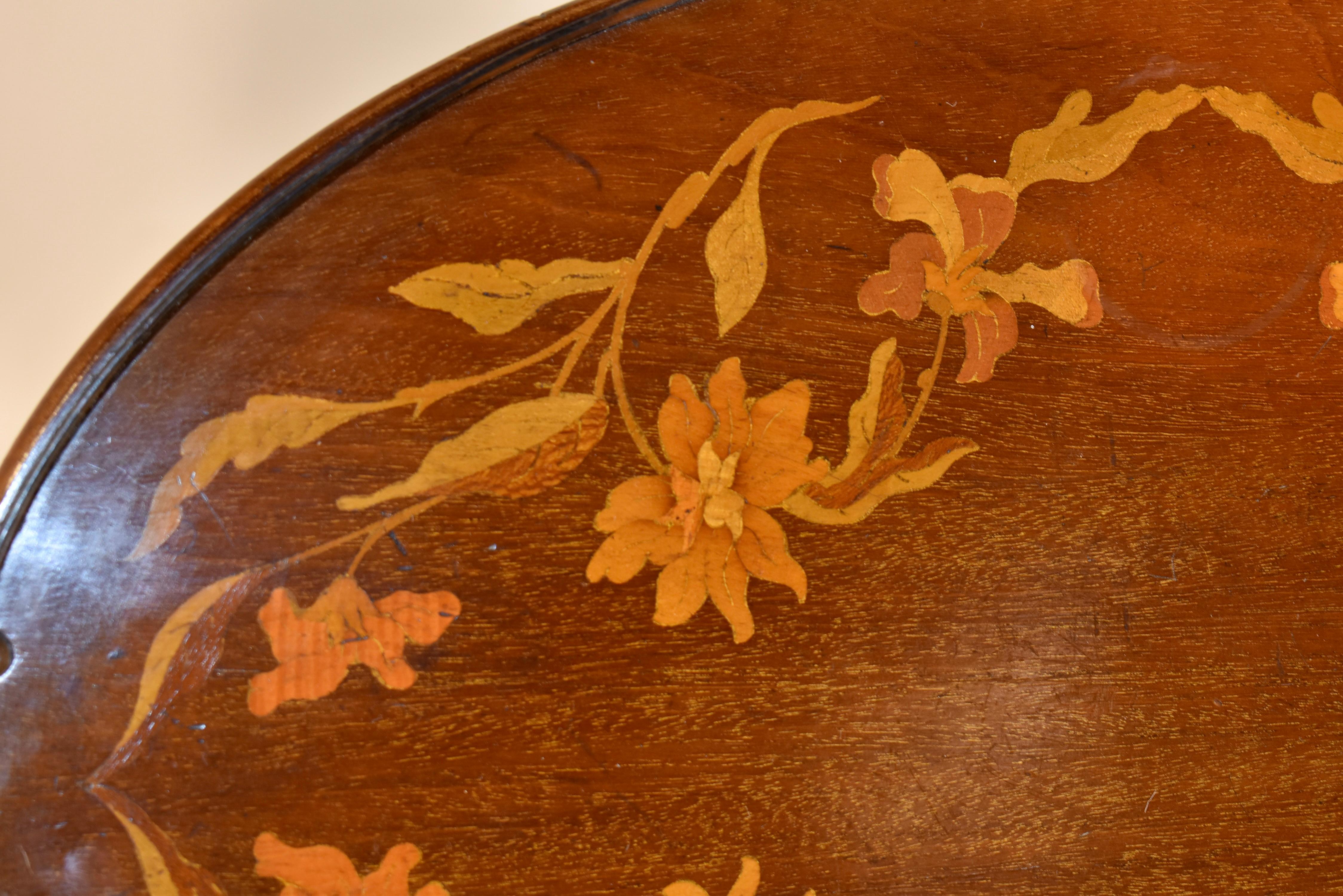 Victorian 19th Century Mahogany Inlaid Tray  For Sale