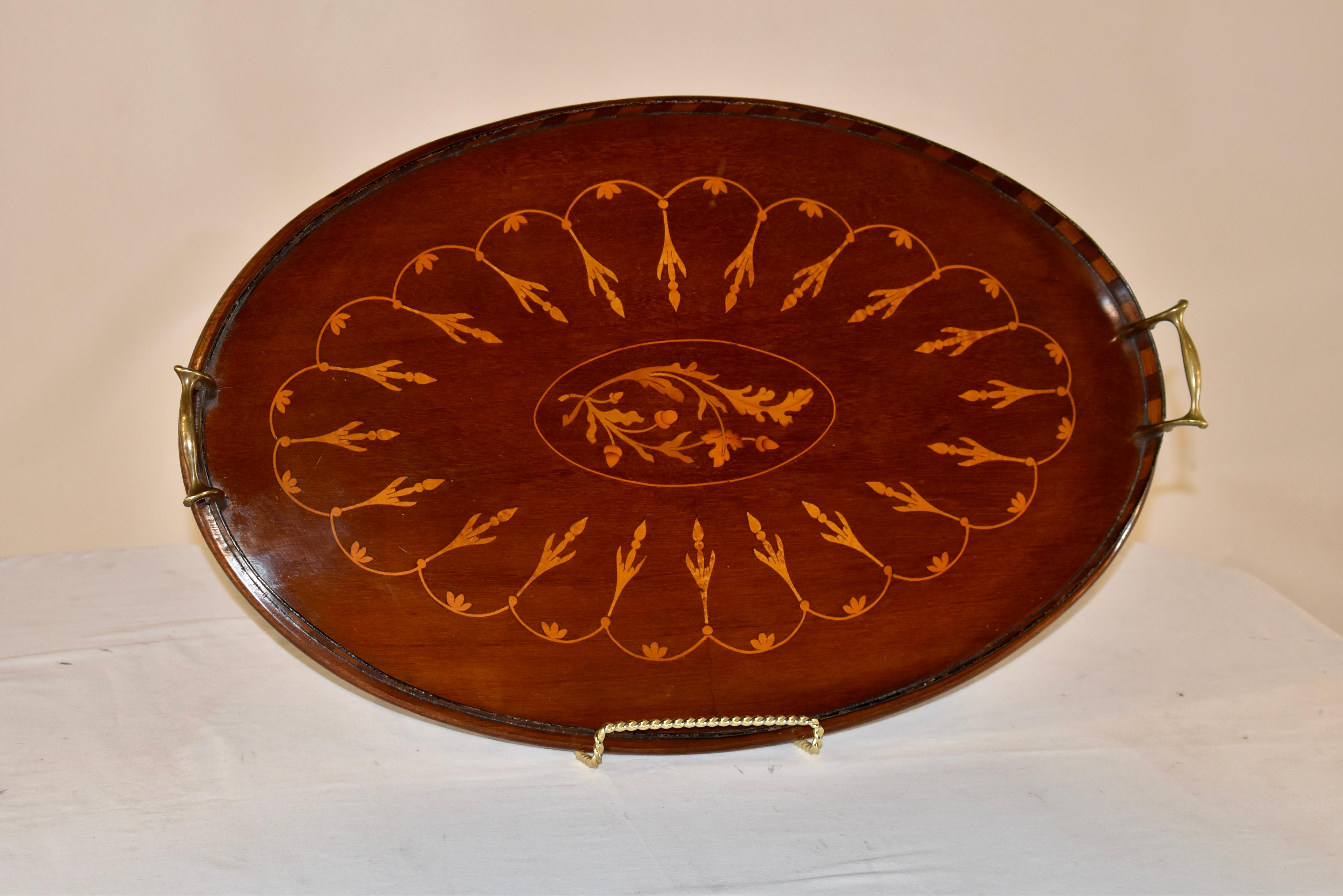 Victorian 19th Century Mahogany Inlaid Tray For Sale