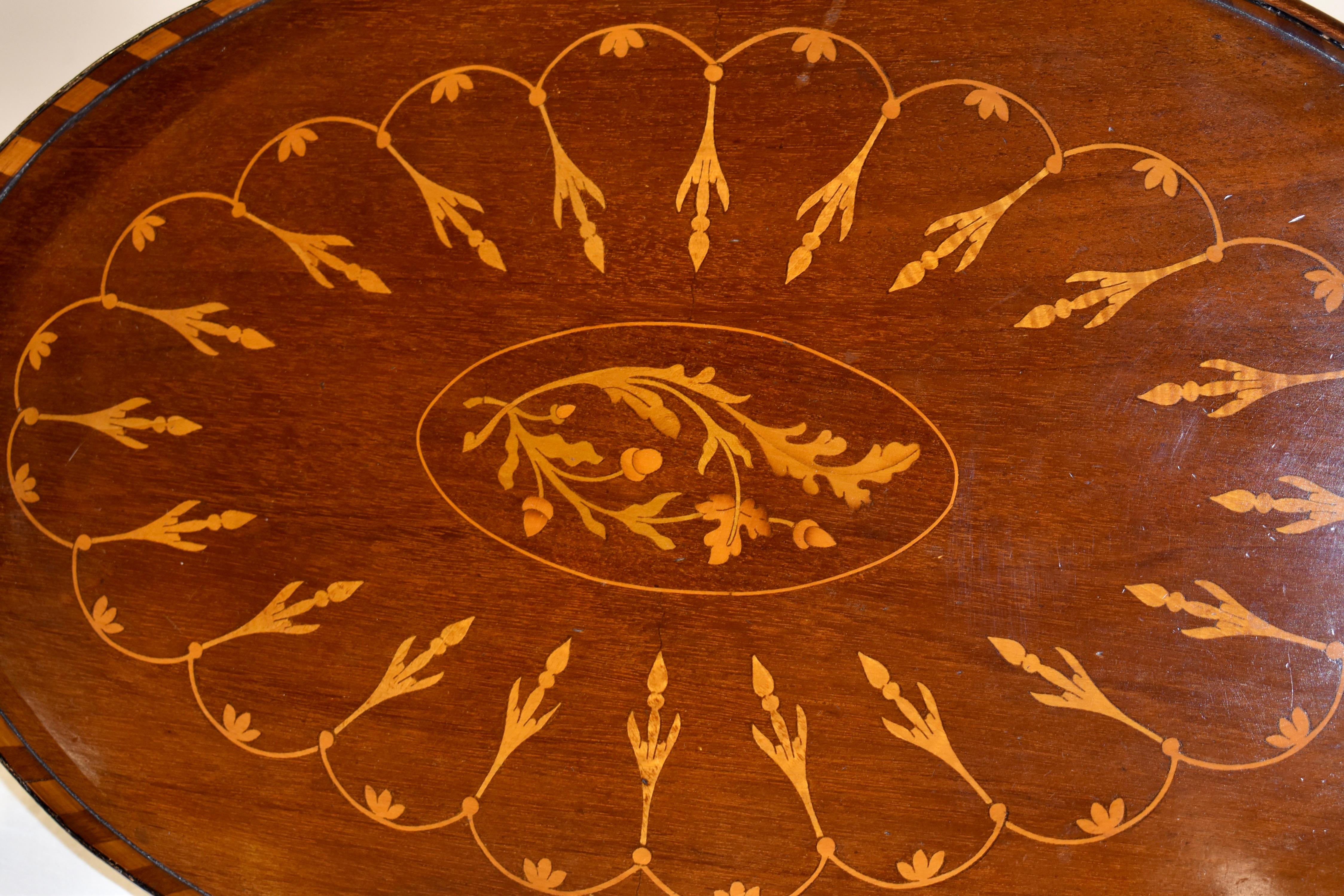 Inlay 19th Century Mahogany Inlaid Tray For Sale