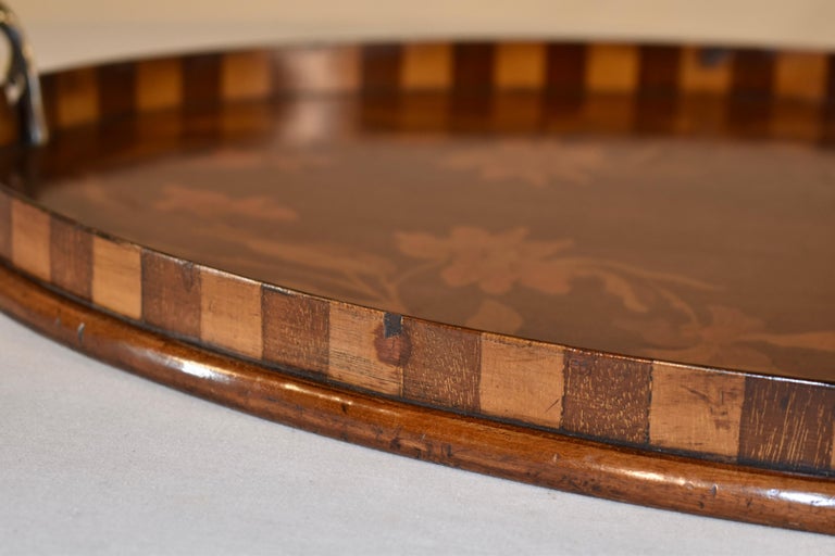 Fruitwood 19th Century Mahogany Inlaid Tray  For Sale