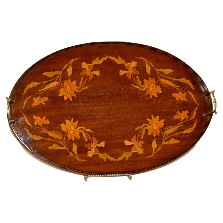 19th Century Mahogany Inlaid Tray  For Sale