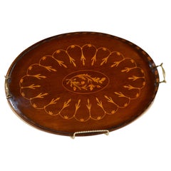 Antique 19th Century Mahogany Inlaid Tray