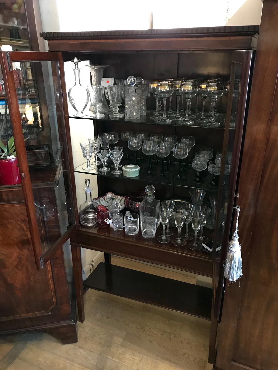 British 19th Century Mahogany Inlaid Victorian Display Cabinet For Sale