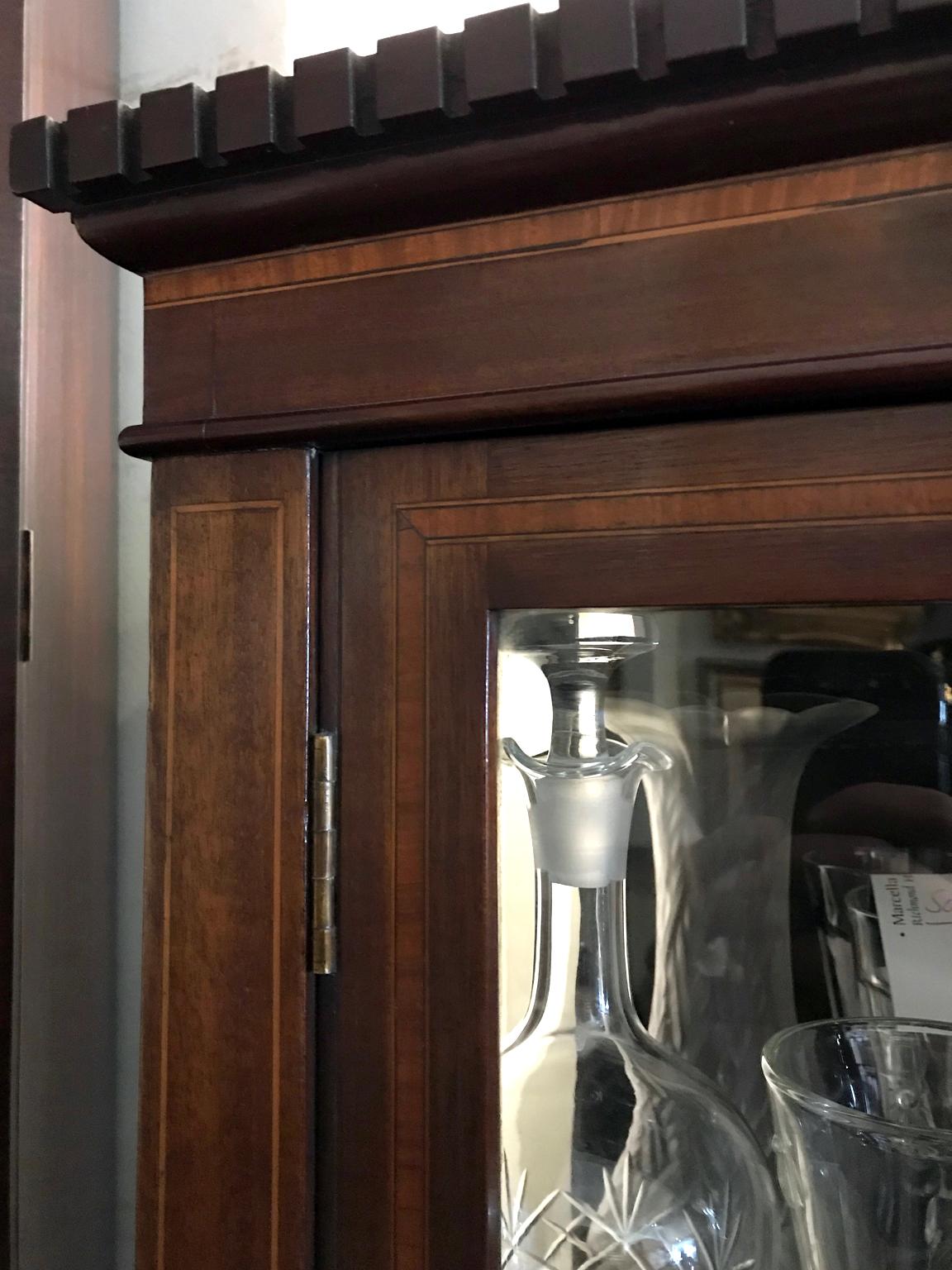 Hand-Crafted 19th Century Mahogany Inlaid Victorian Display Cabinet For Sale