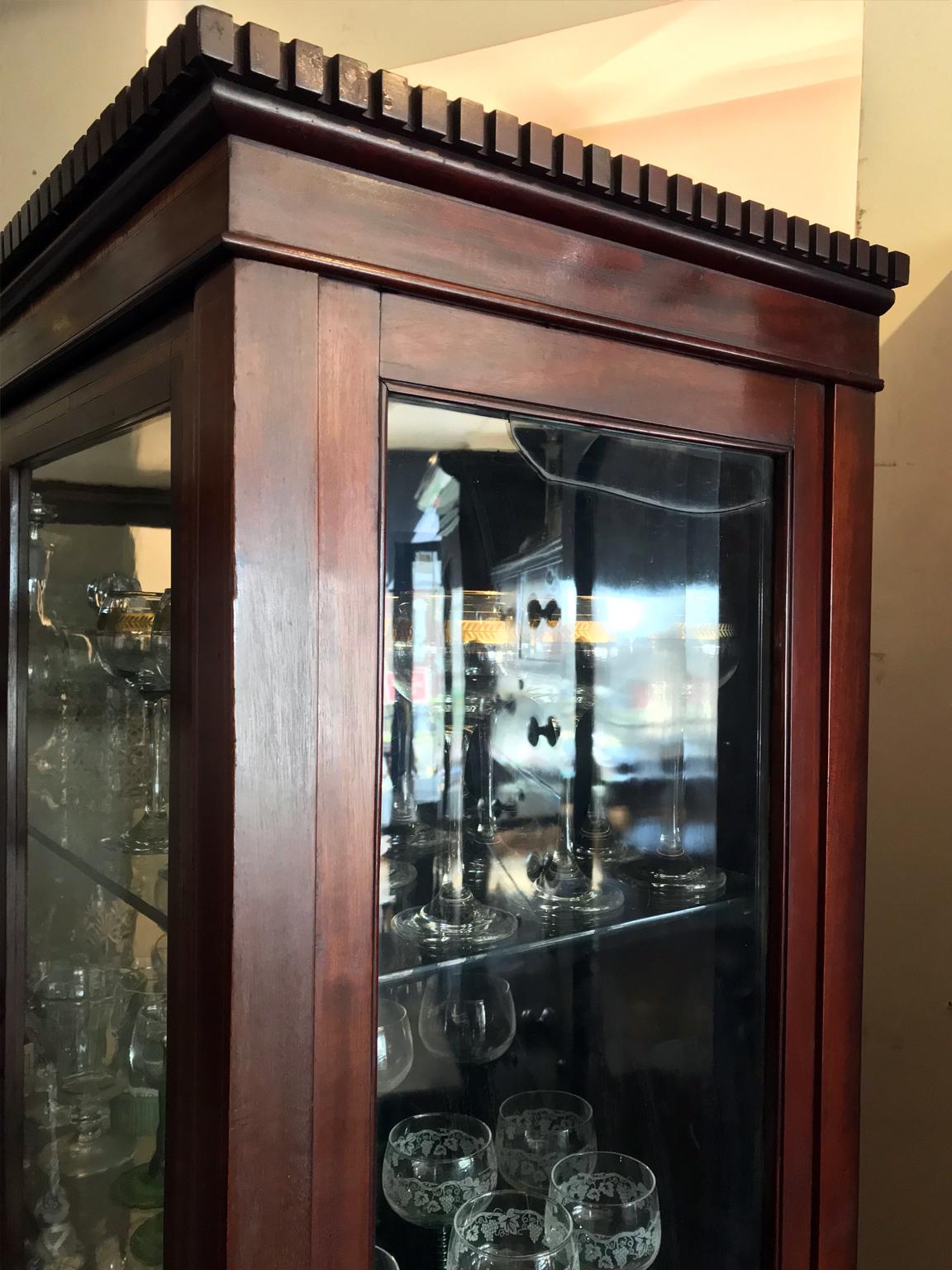 19th Century Mahogany Inlaid Victorian Display Cabinet For Sale 1