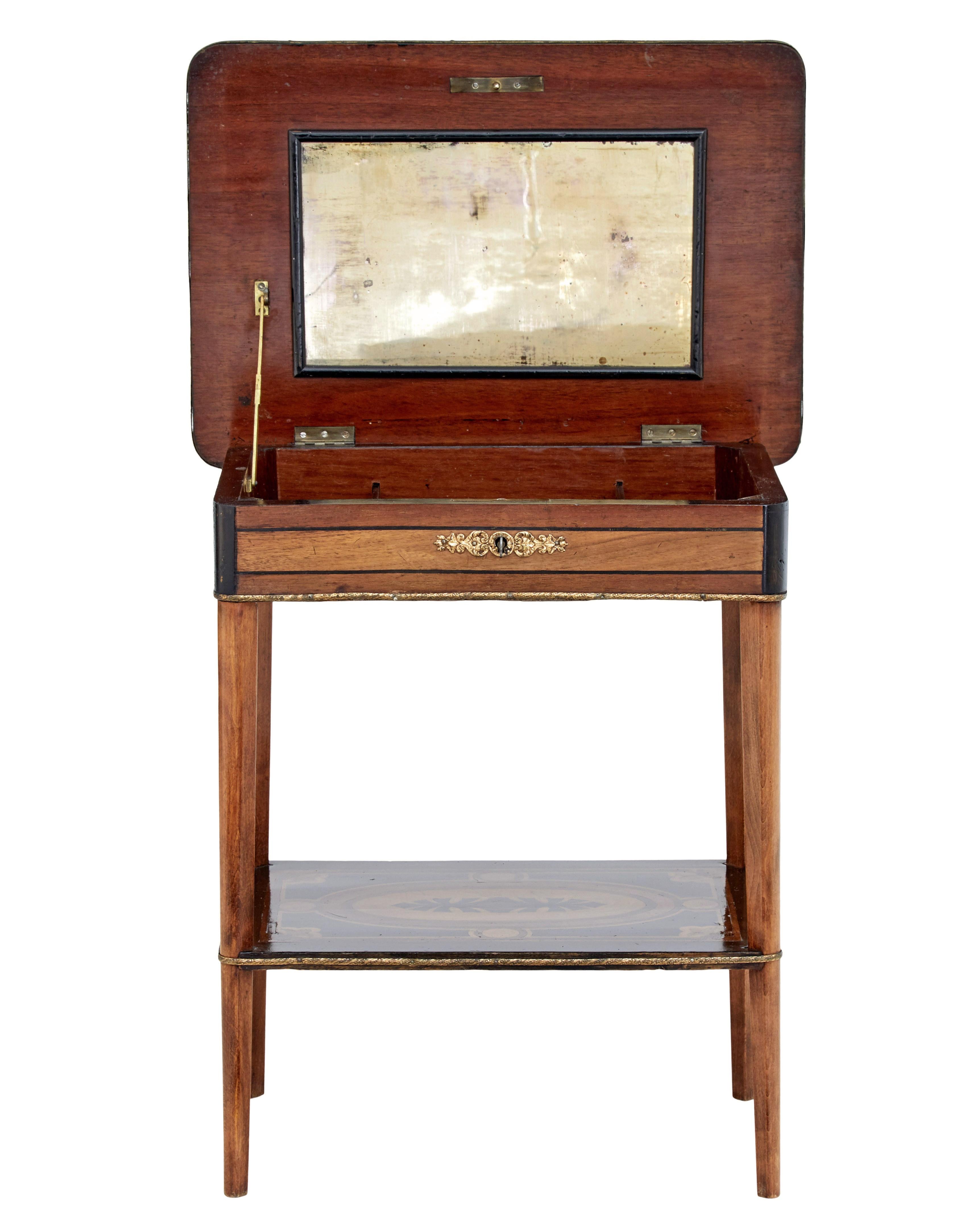 Ebonized 19th Century Mahogany Inlaid Work Table For Sale