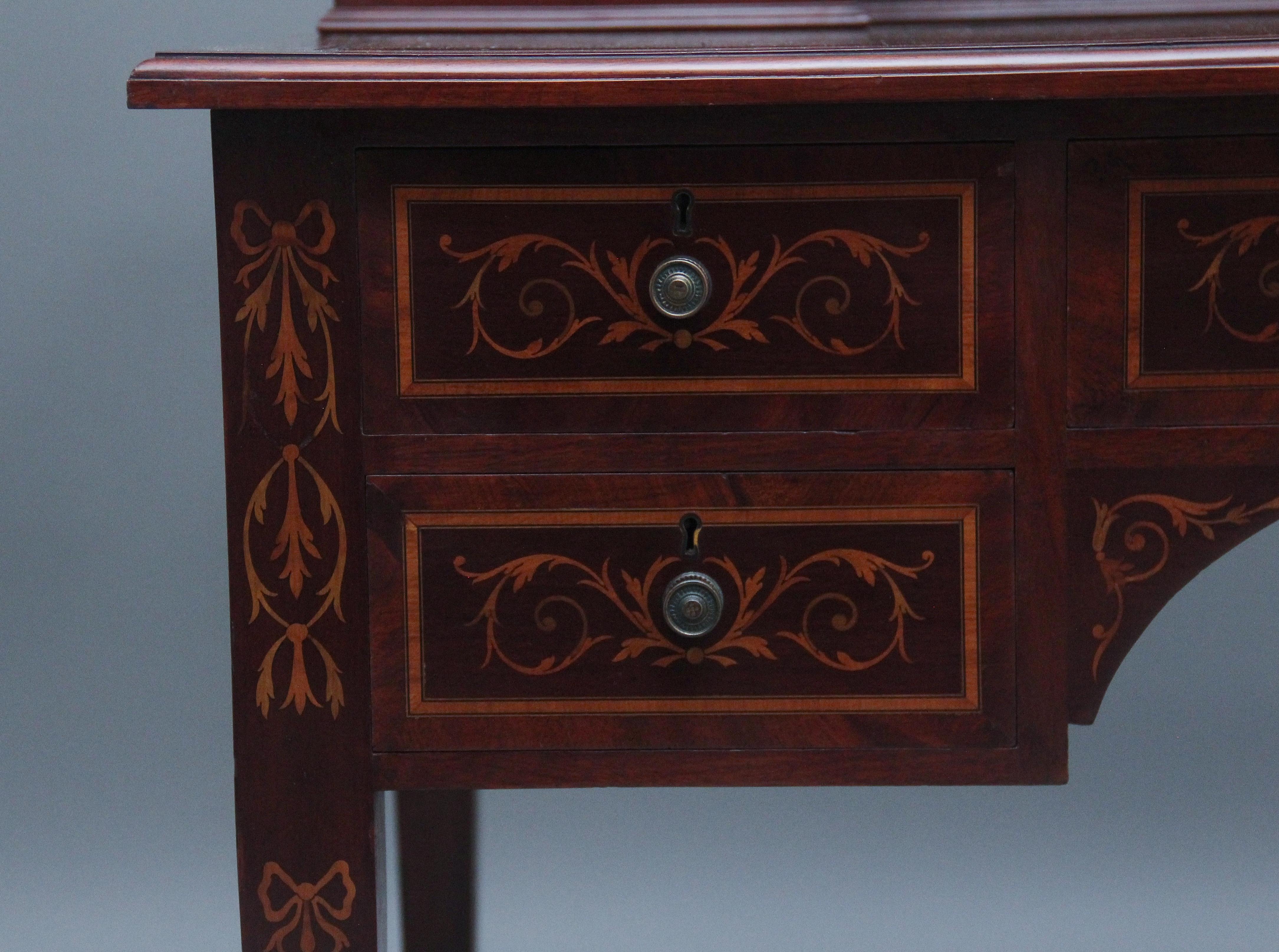 19th Century mahogany inlaid writing desk For Sale 6