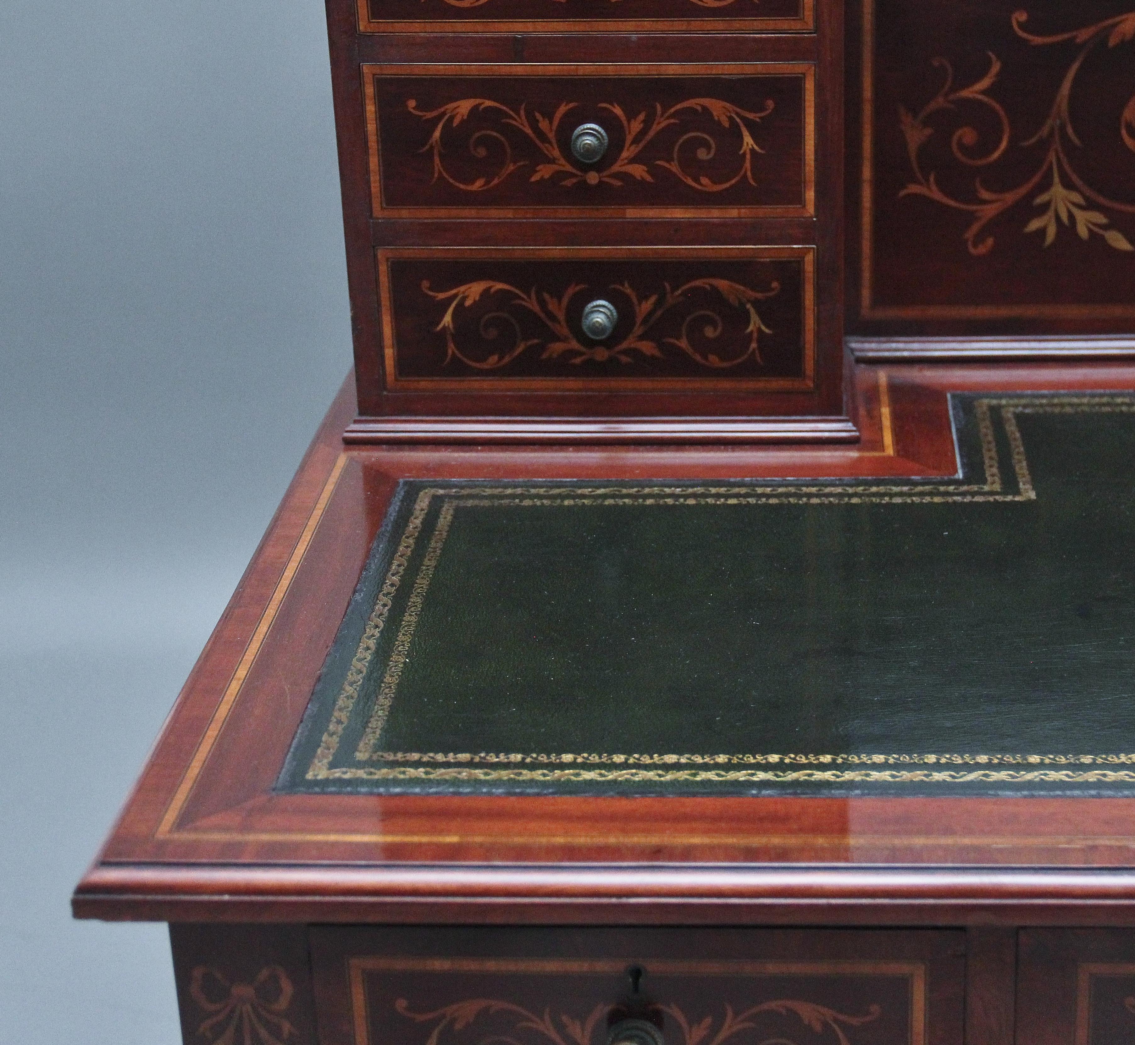 19th Century mahogany inlaid writing desk For Sale 3
