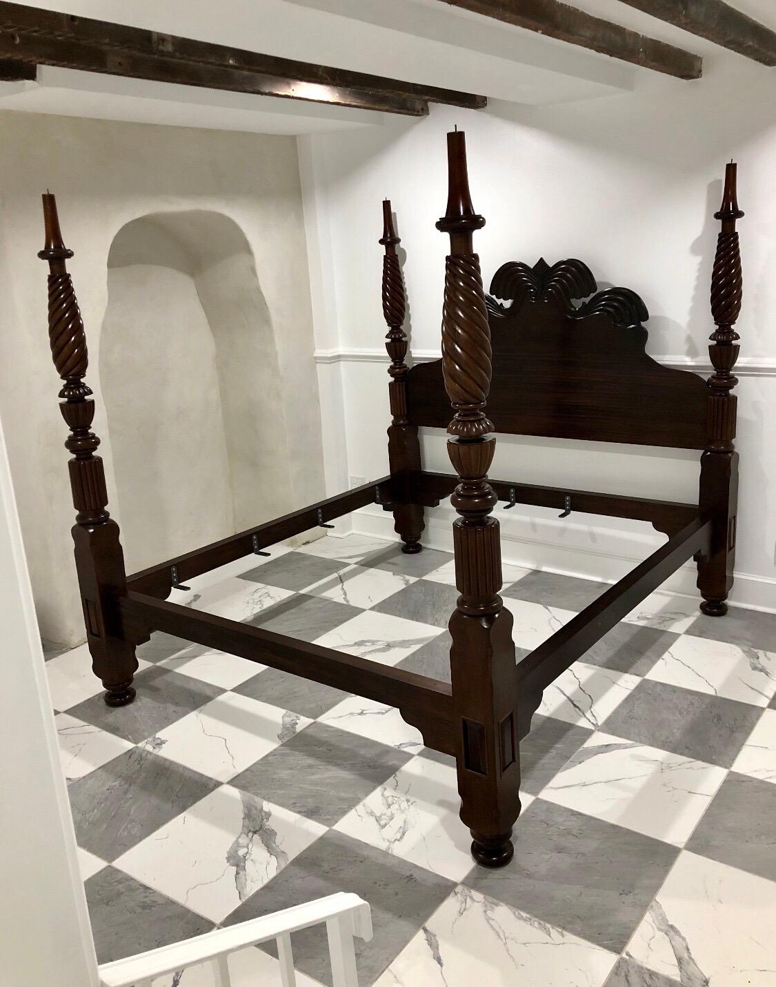 19th Century King Size Mahogany Jamaican Double Waterfall Bed For Sale 12