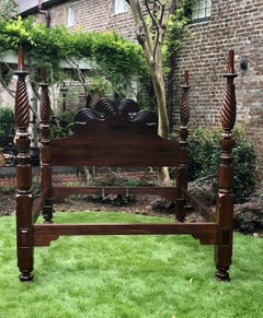 19th Century King Size Mahogany Jamaican Double Waterfall Bed