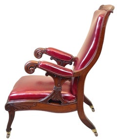 19th Century Mahogany Leather Library Chair