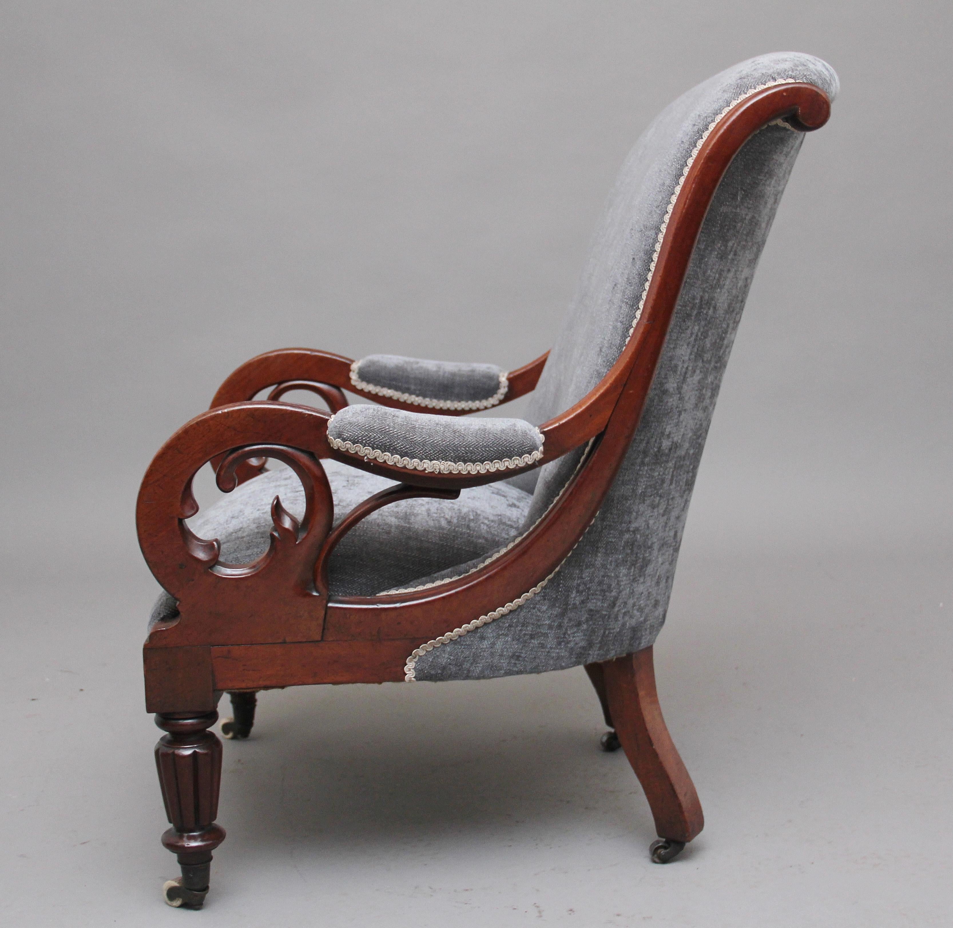 19th Century Mahogany Library Armchair In Good Condition In Martlesham, GB