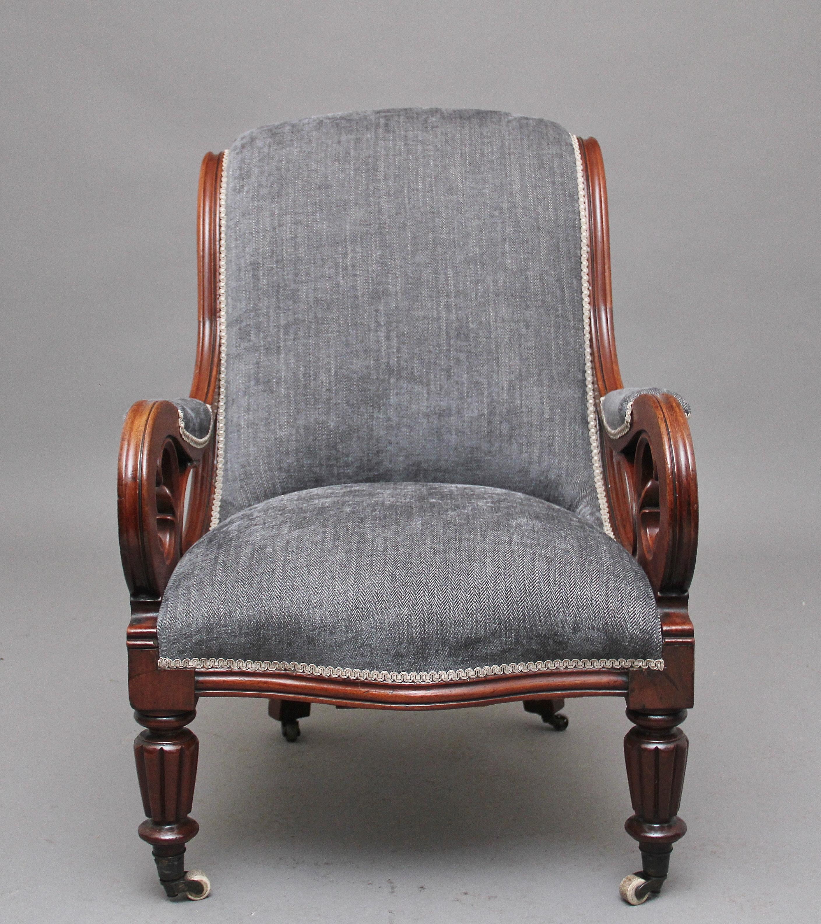 Mid-19th Century 19th Century Mahogany Library Armchair