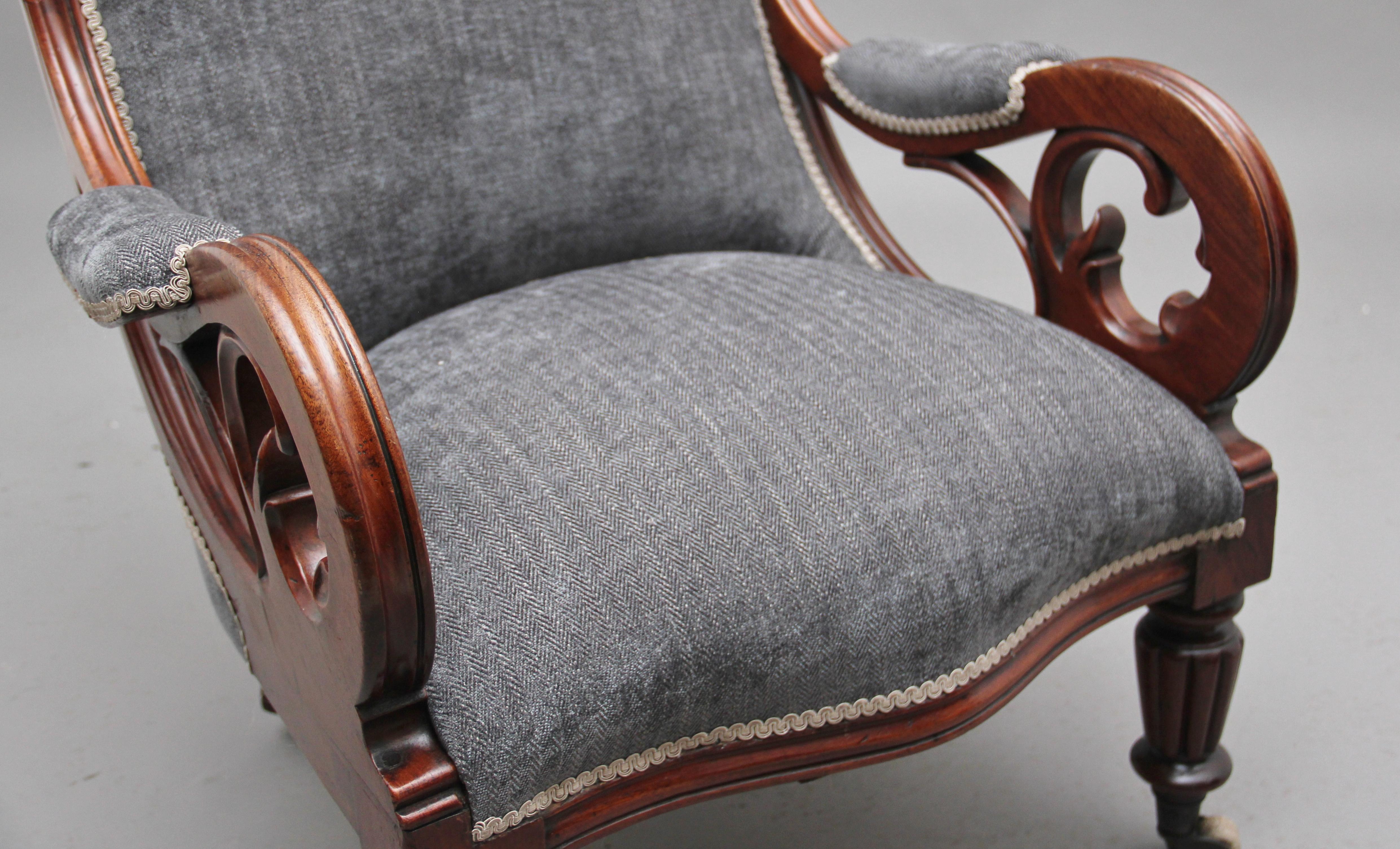 19th Century Mahogany Library Armchair 2