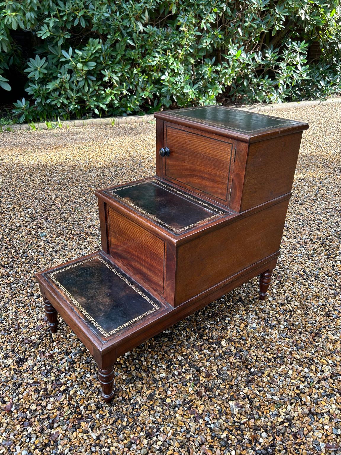 Hand-Crafted 19th Century Mahogany Library / Bed Steps