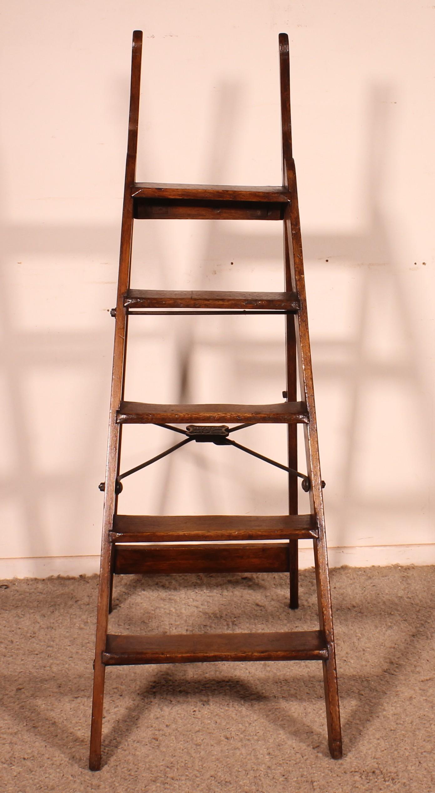 Aesthetic Movement 19th Century Mahogany Library Ladder For Sale