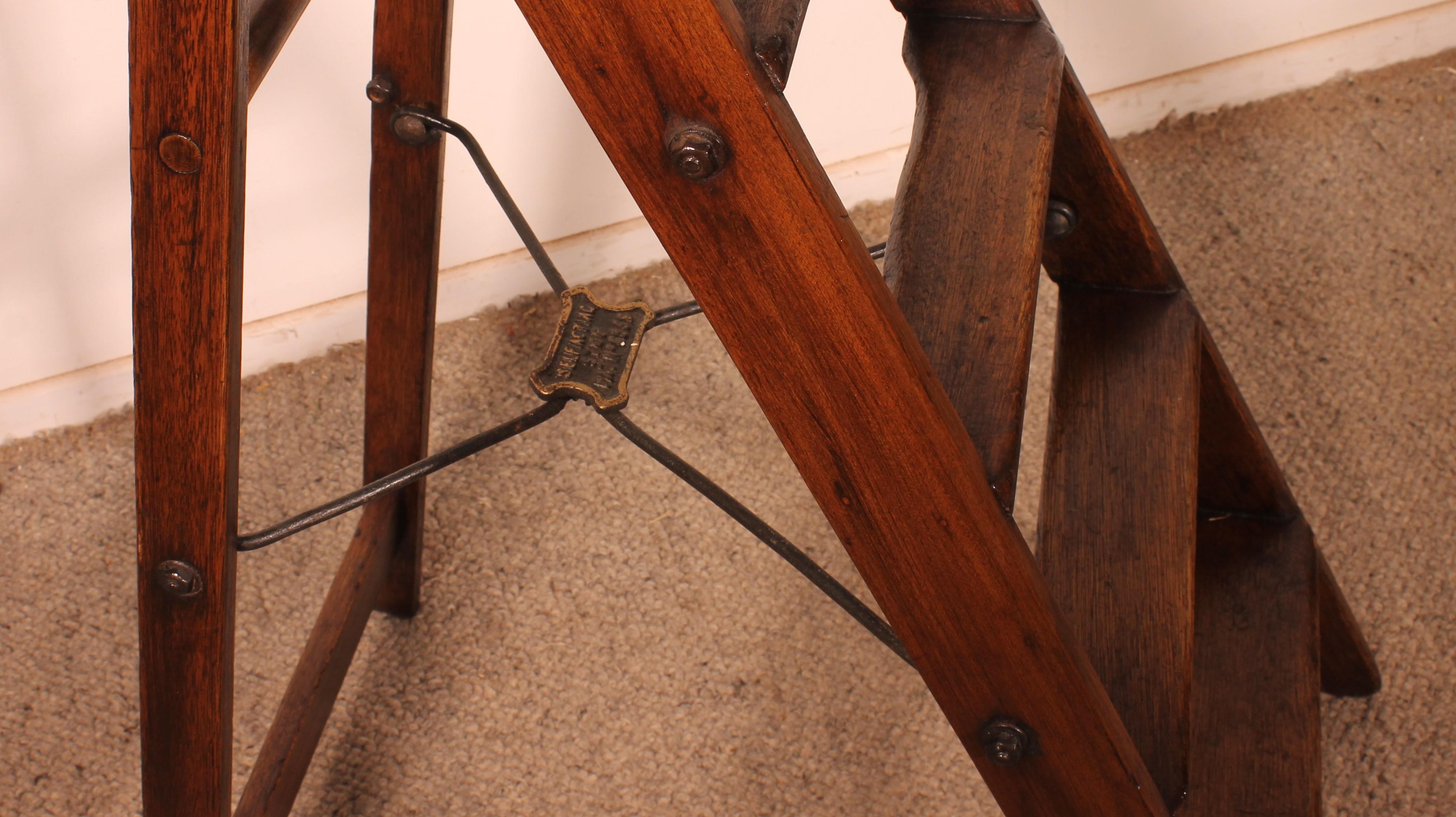 19th Century Mahogany Library Ladder For Sale 1