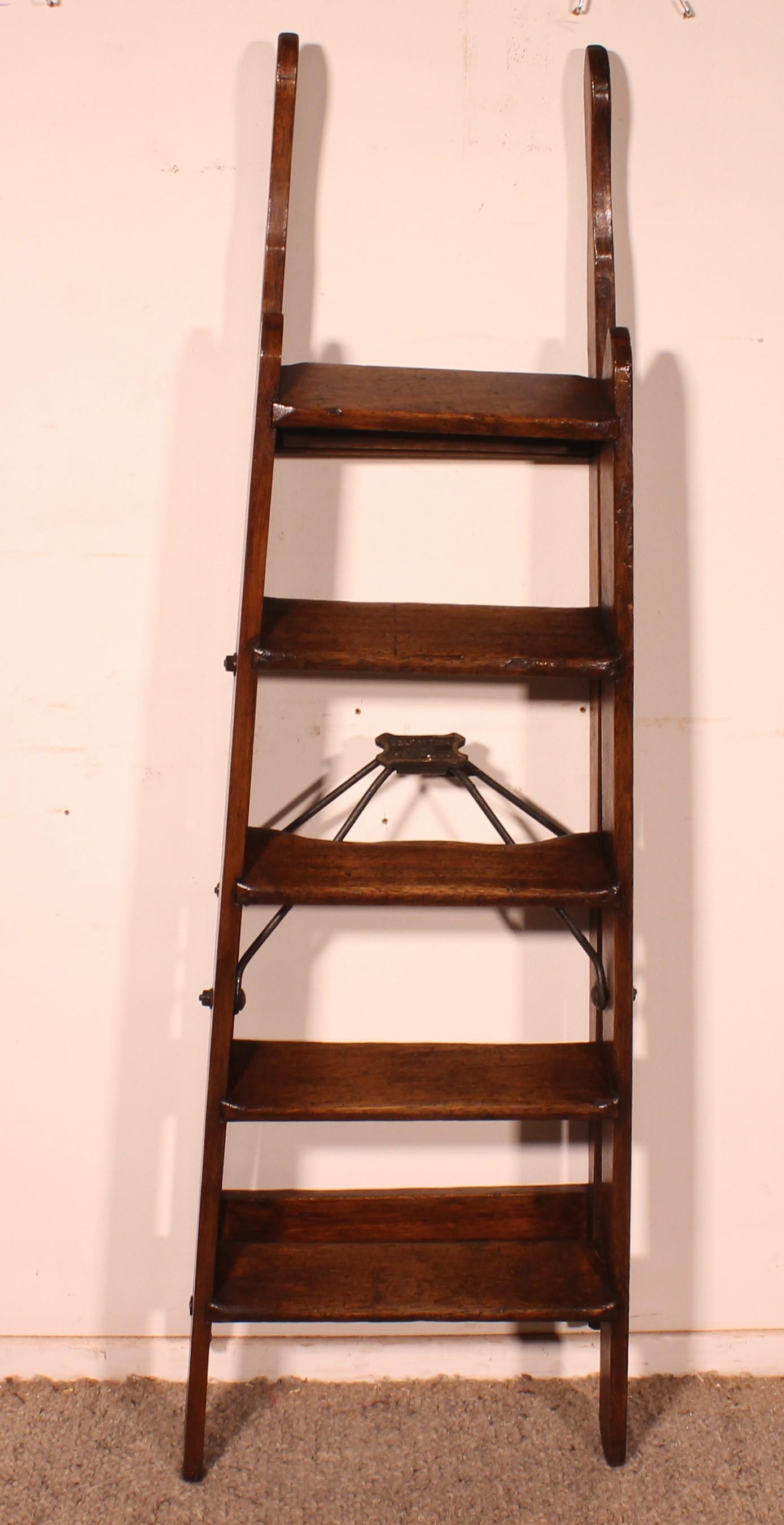 19th Century Mahogany Library Ladder For Sale 2