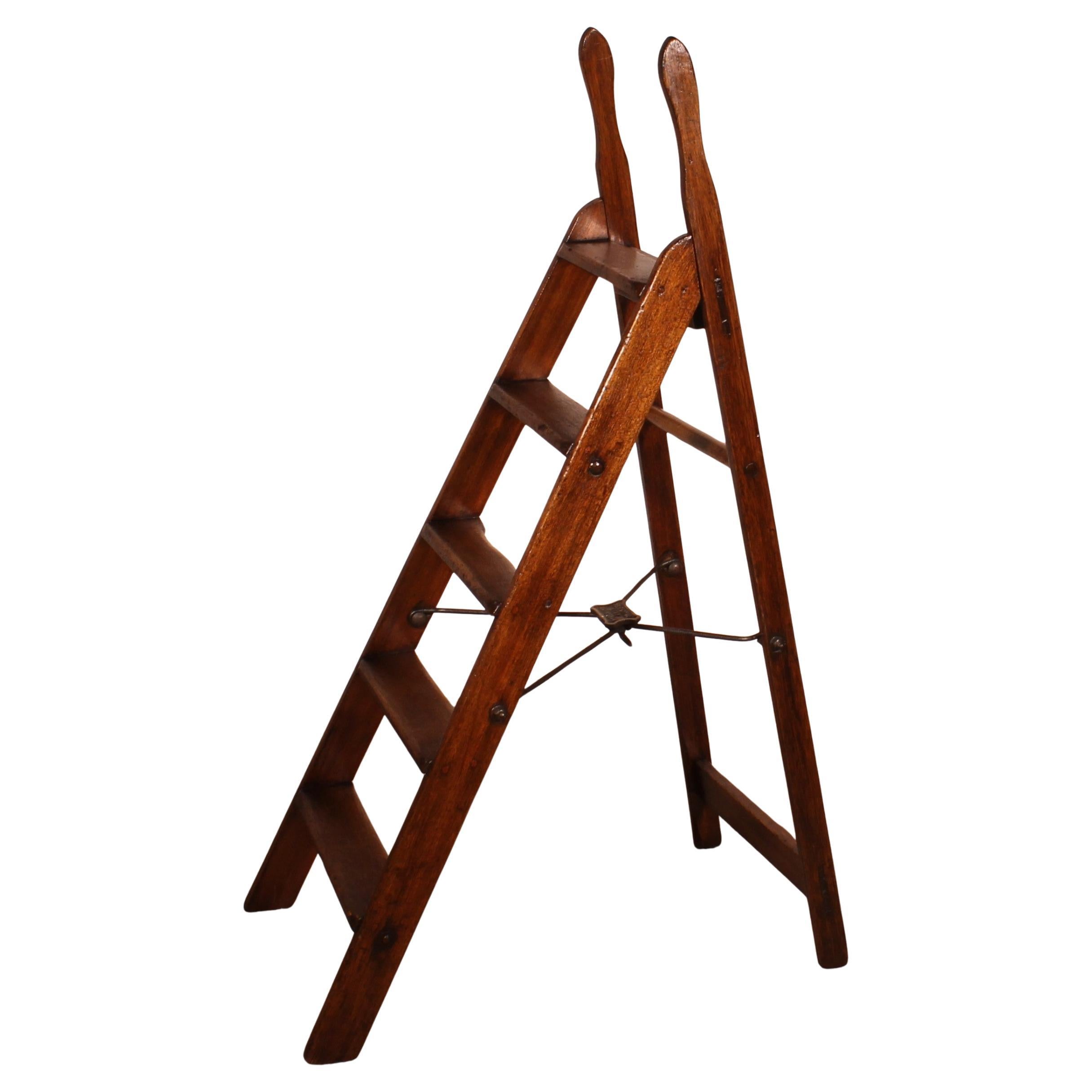 19th Century Mahogany Library Ladder For Sale
