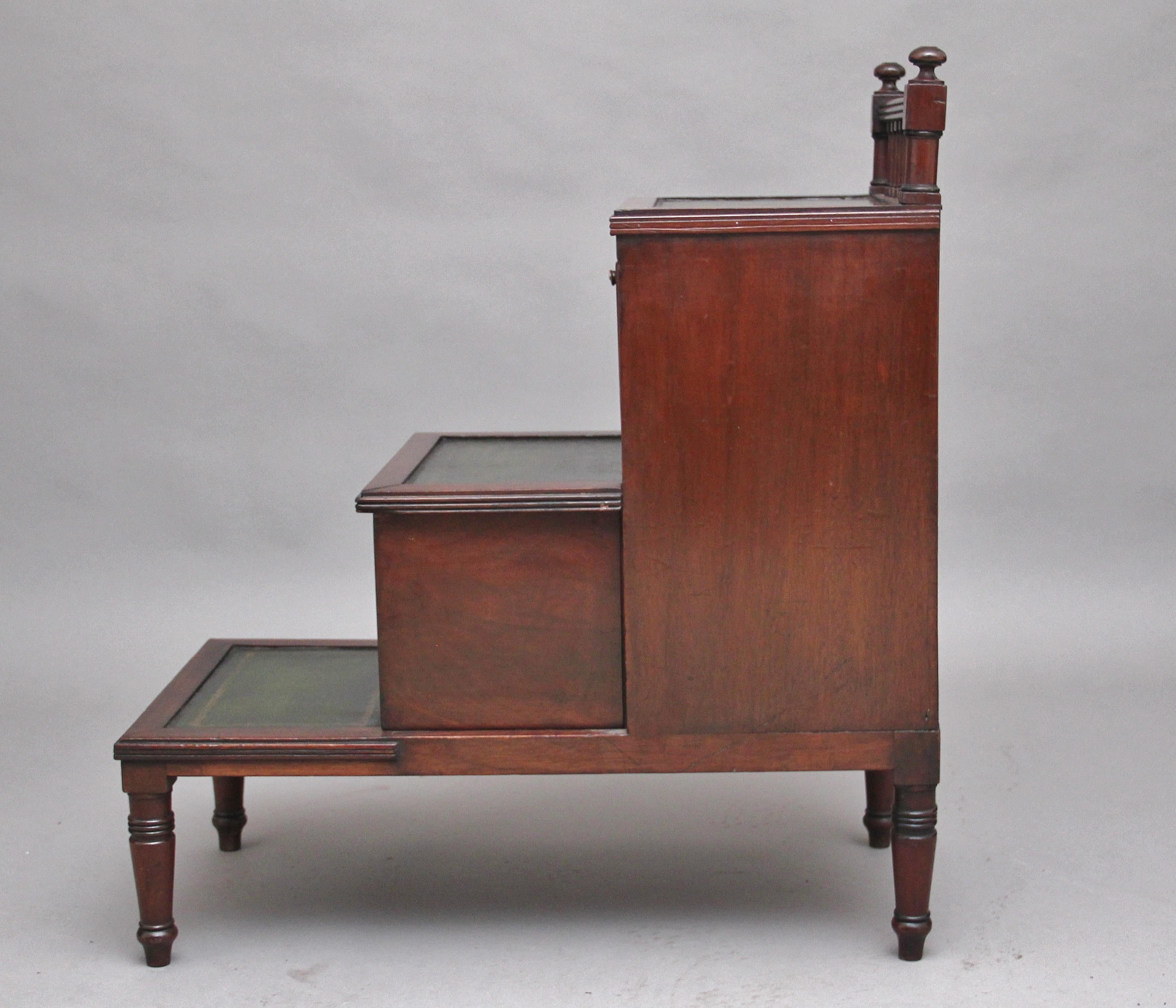 19th Century Mahogany Library Steps 4