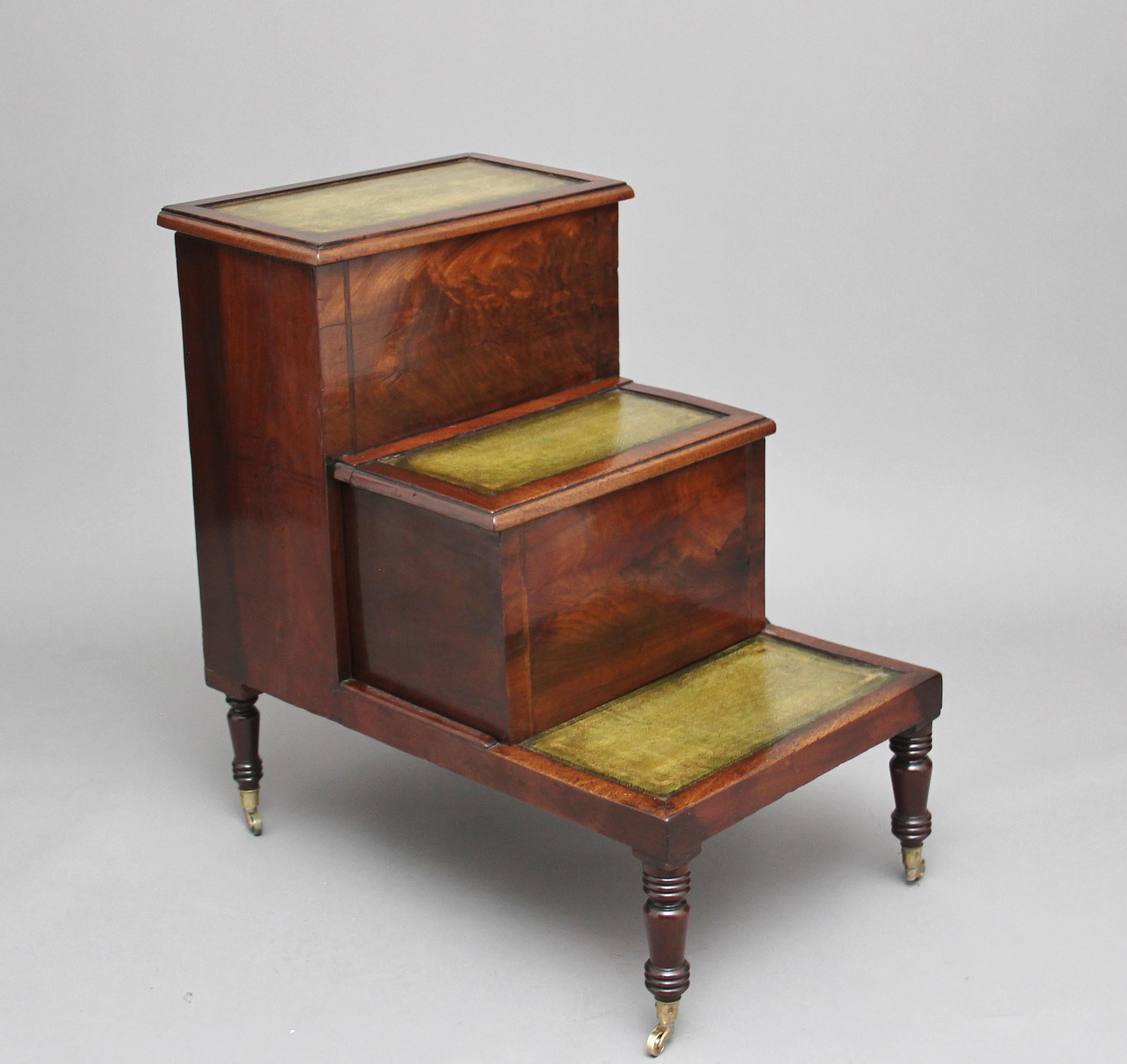 Early Victorian 19th Century Mahogany Library Steps