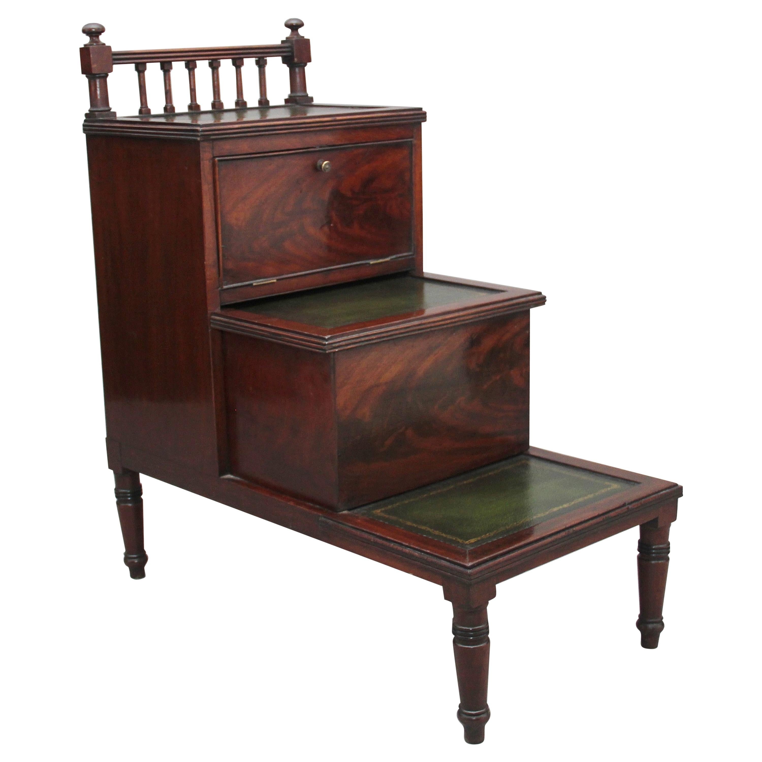 19th Century Mahogany Library Steps