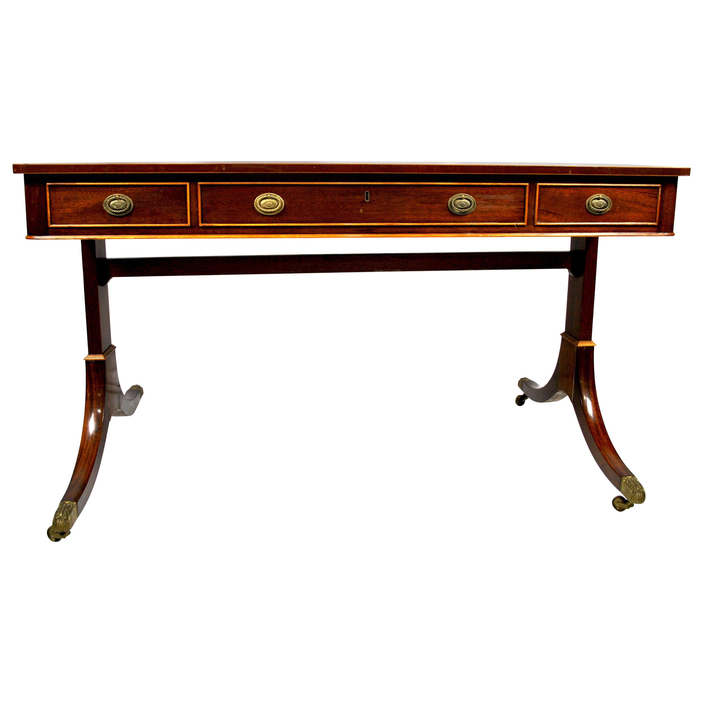19th Century Mahogany Library Table For Sale