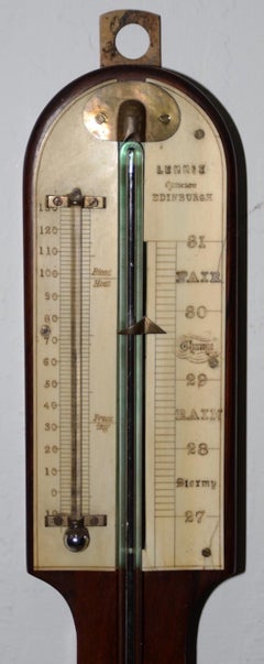 19th Century Mahogany Long Case Barometer by Lennie Optician, Edinburgh