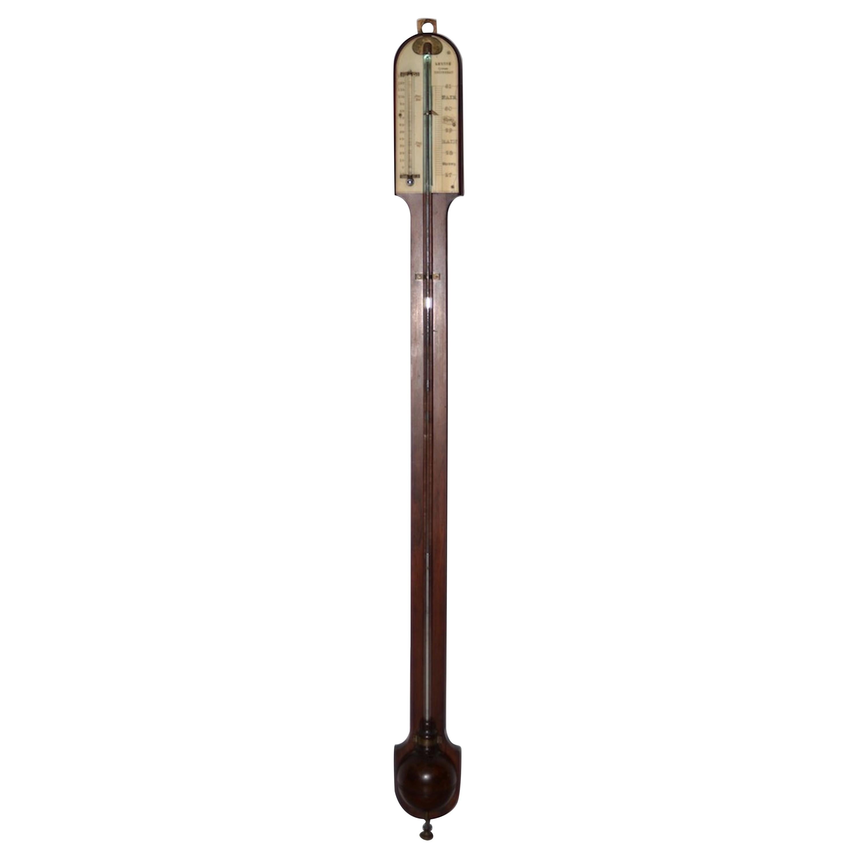 19th Century Mahogany Long Case Barometer by Lennie Optician, Edinburgh