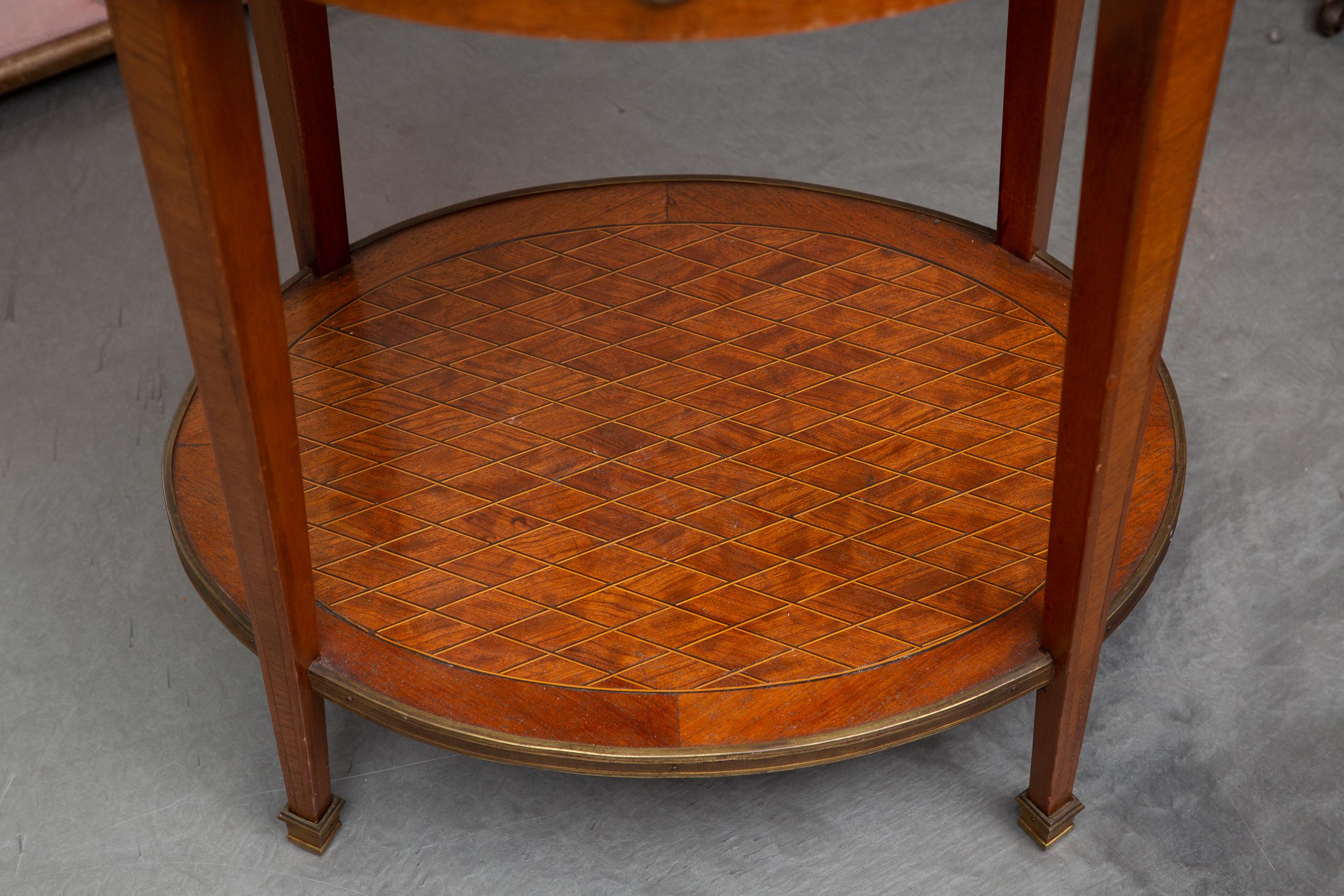 Polished 19th Century Mahogany Louis XVI Side Table with Marble Top For Sale