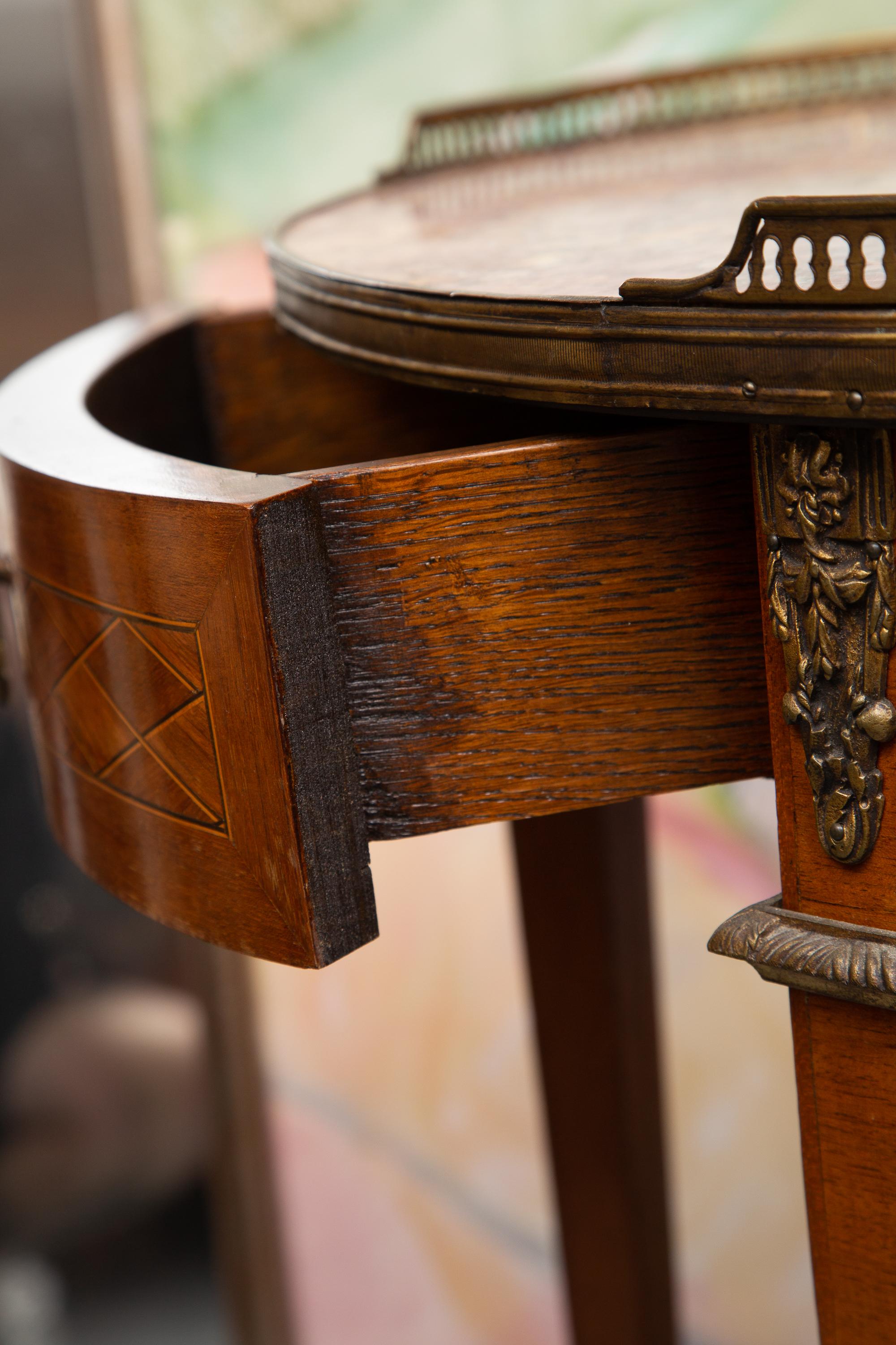 19th Century Mahogany Louis XVI Side Table with Marble Top For Sale 3