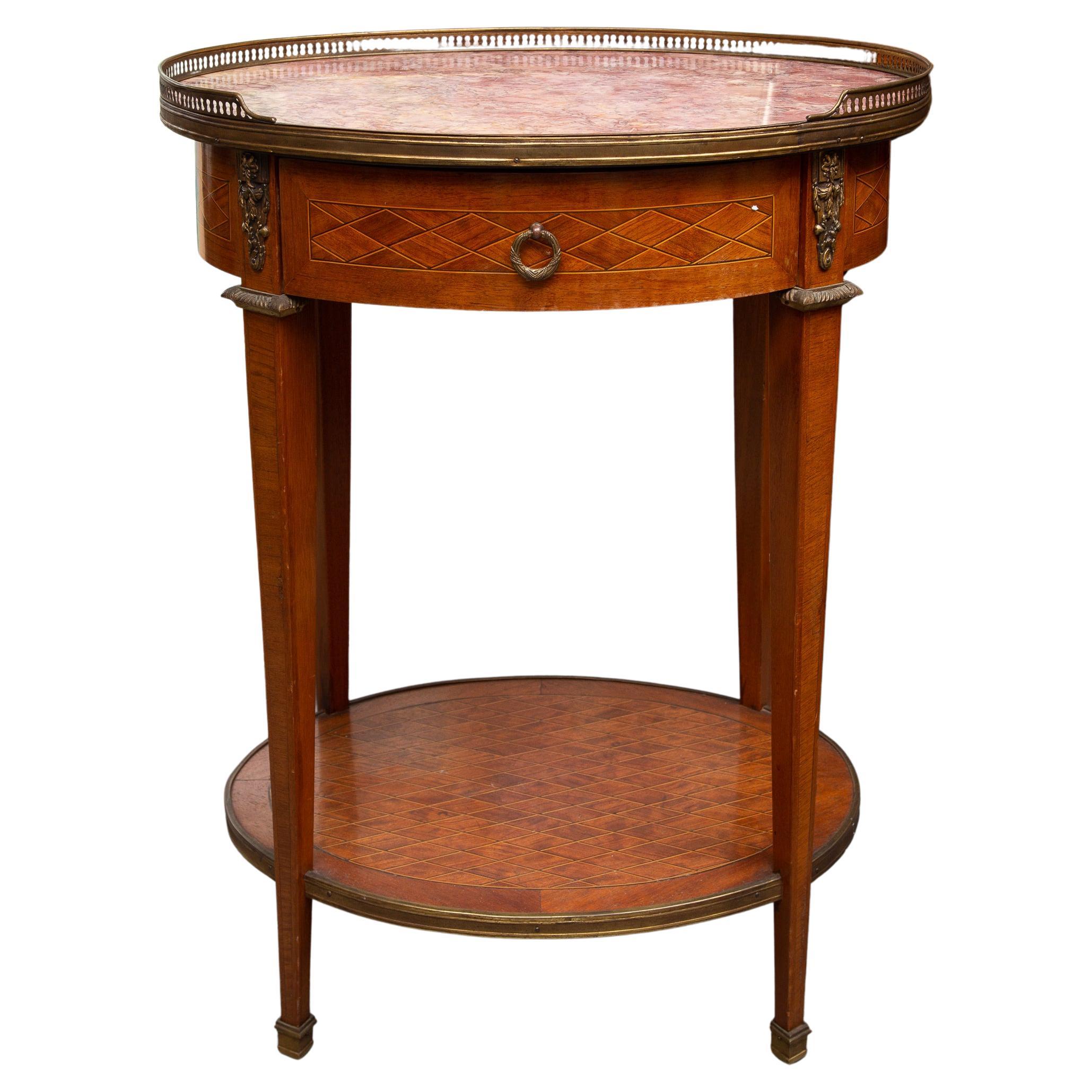 19th Century Mahogany Louis XVI Side Table with Marble Top For Sale