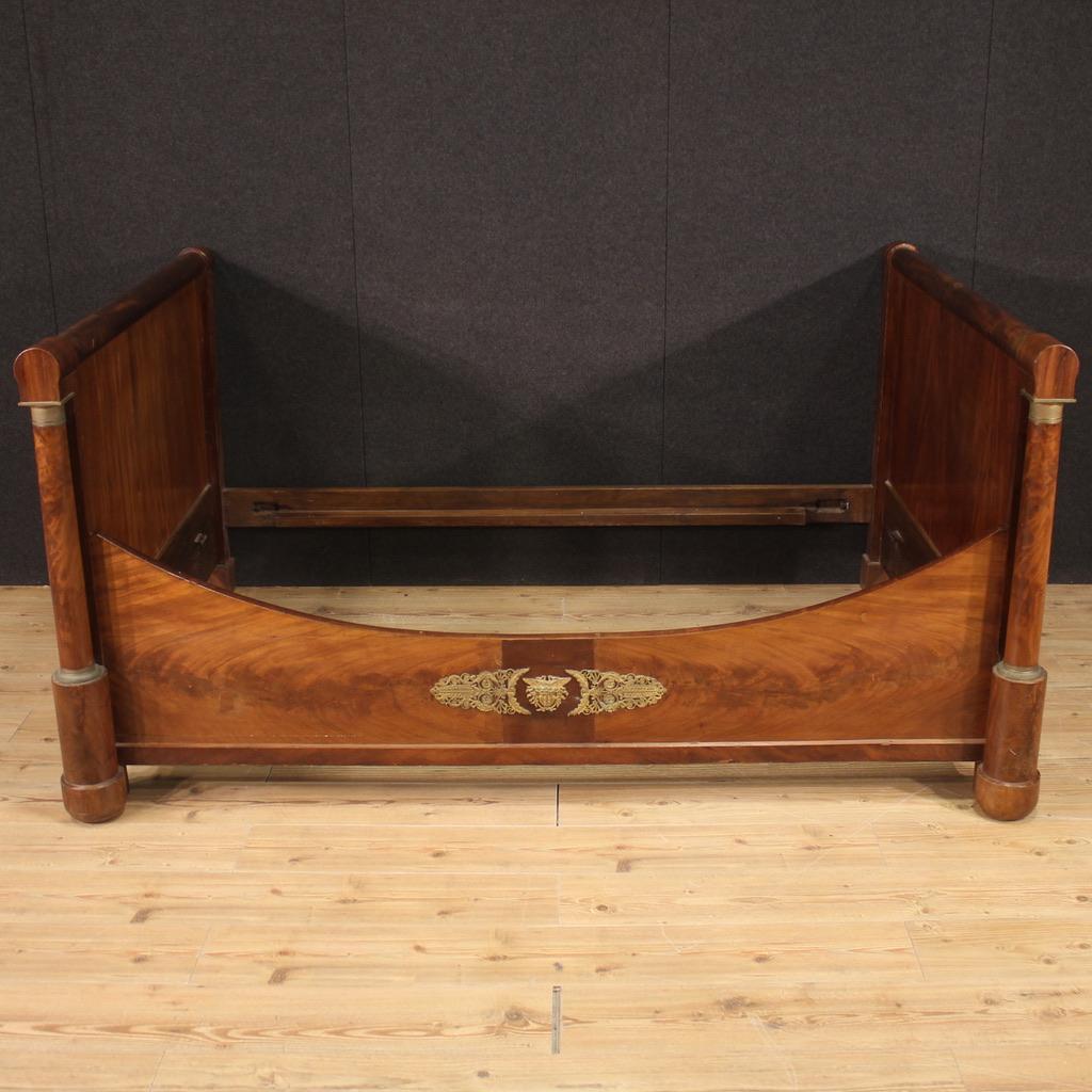 19th Century Mahogany, Mahogany Feather and Oak Antique French Empire Bed, 1830 For Sale 2