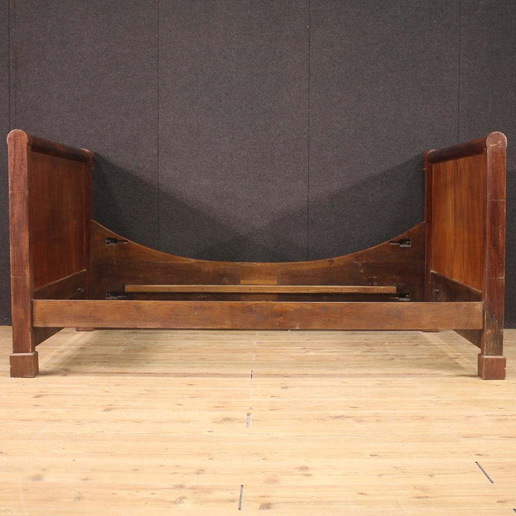19th Century Mahogany, Mahogany Feather and Oak Antique French Empire Bed, 1830s For Sale 3