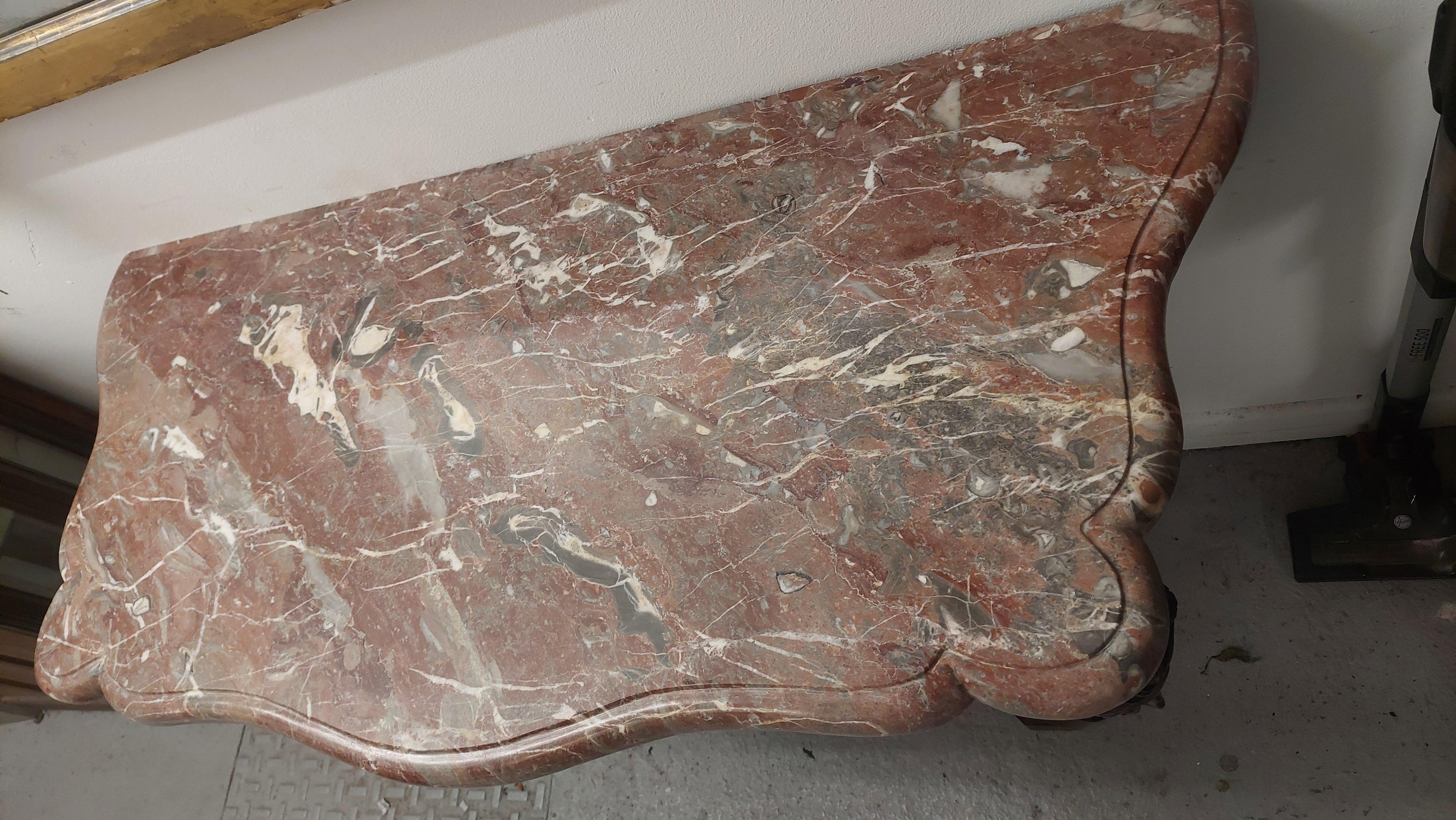 19th Century Mahogany Marble Top Serpentine Console Table For Sale 1