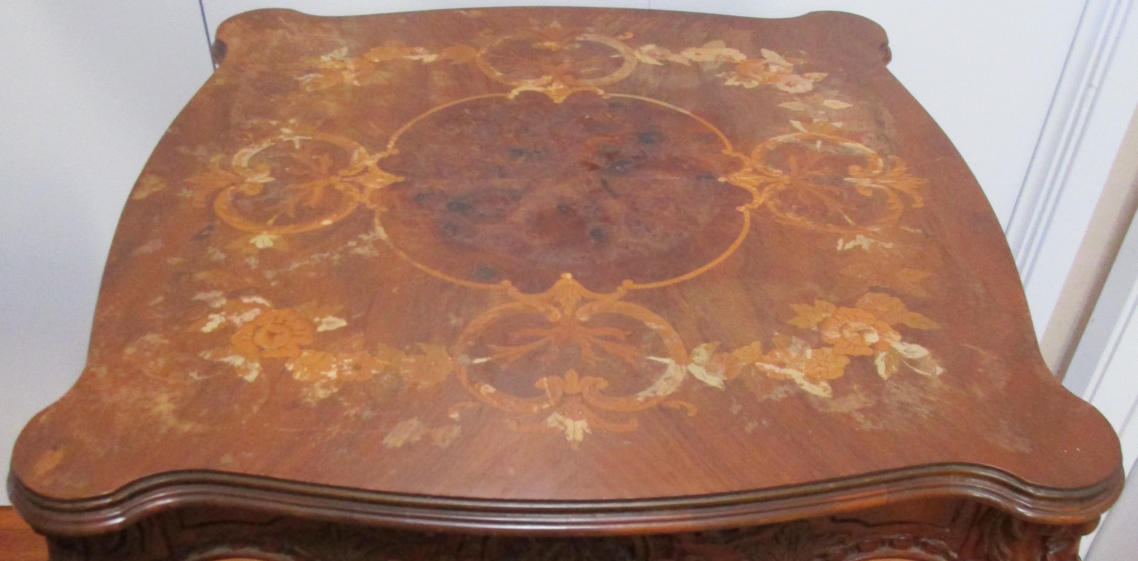 19th Century Mahogany Marquetry Card or Occasional Table  For Sale 4