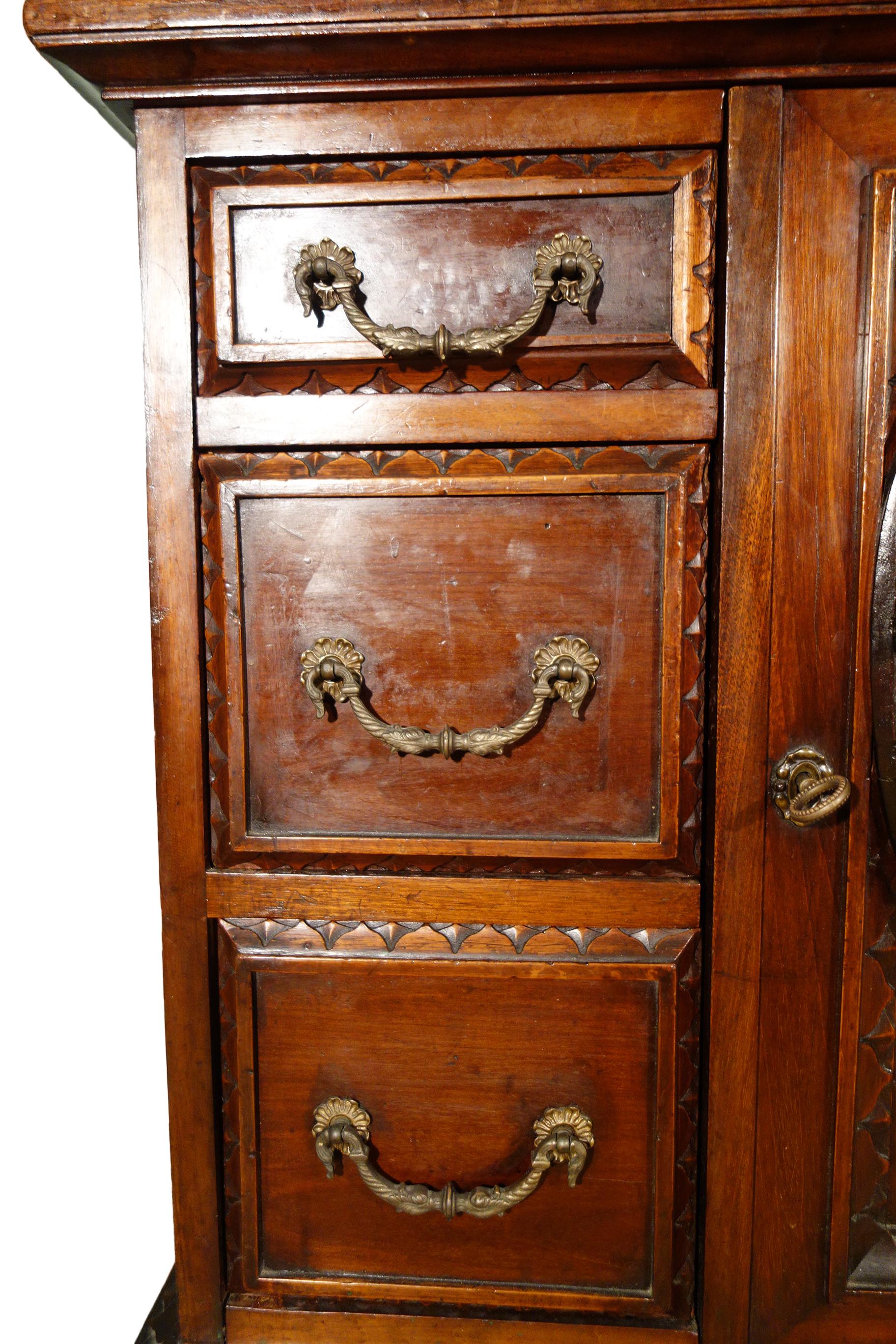 19th Century Mahogany & Marquetry Dresser with Medallion of Giovanni Maffezzoli For Sale 9