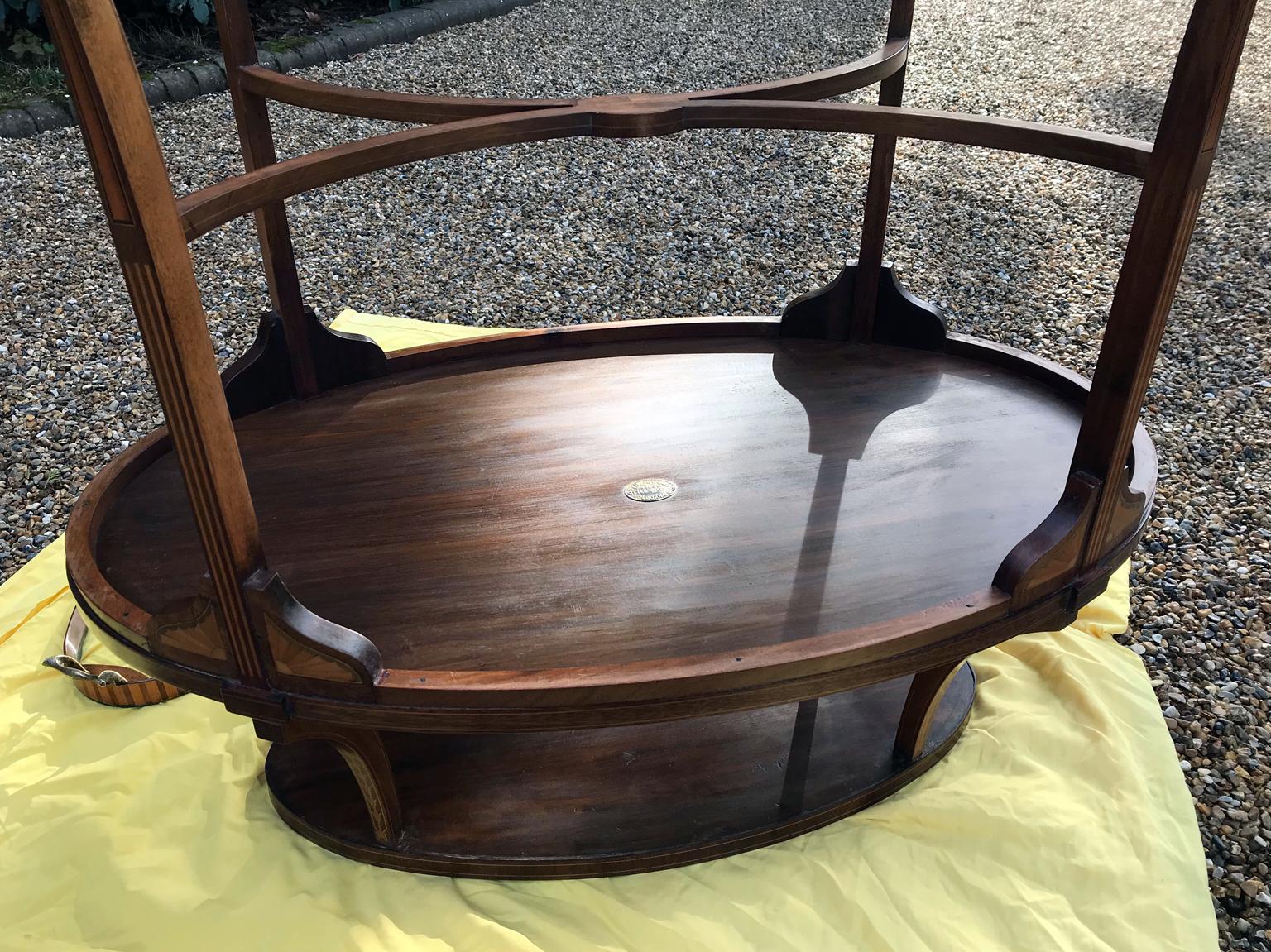 19th Century Mahogany Marquetry Tier Tray Table by S & H Jewell, London For Sale 2