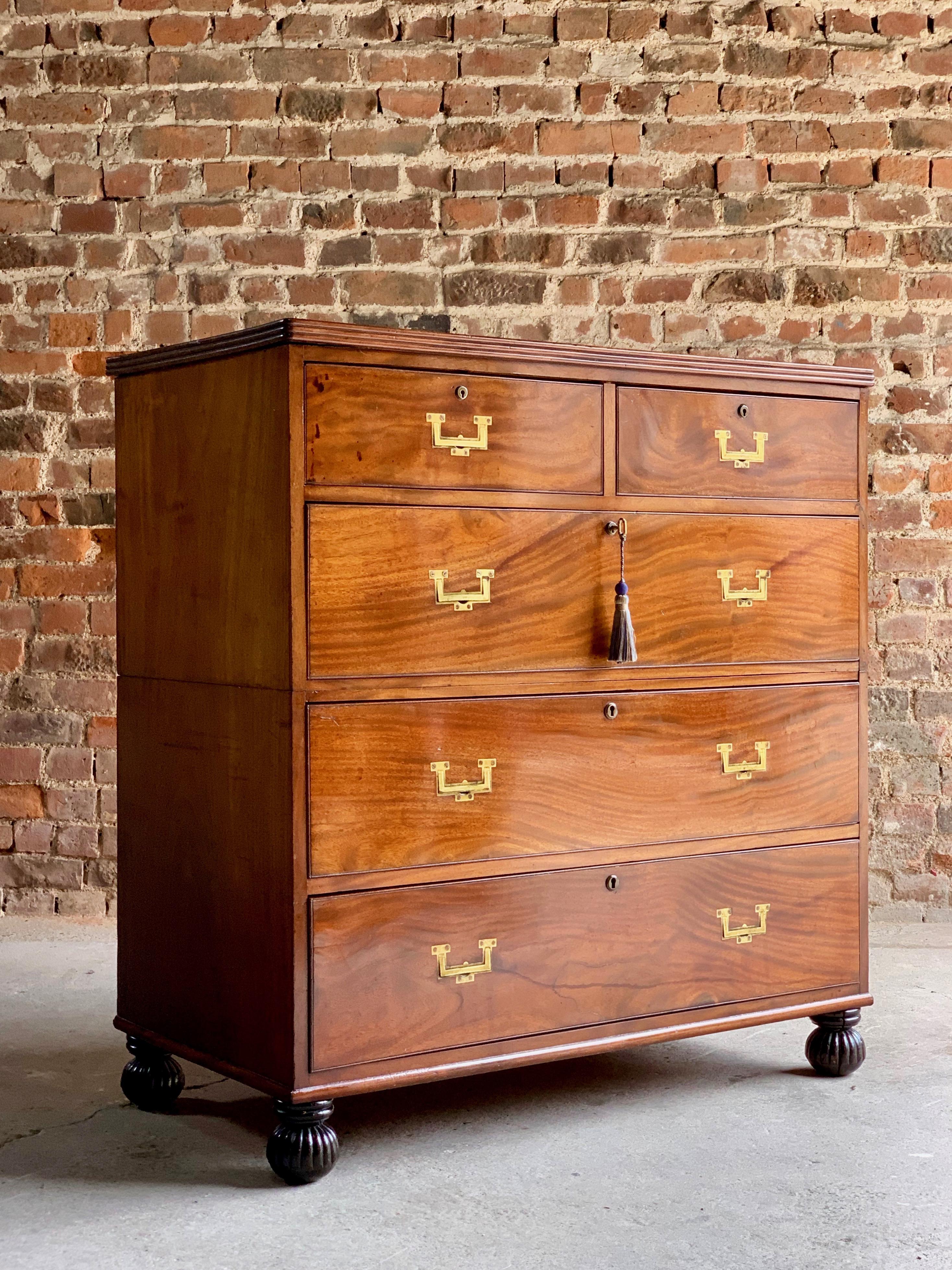 19th Century Mahogany Military Campaign Chest of Drawers circa 1850 No: 22 1