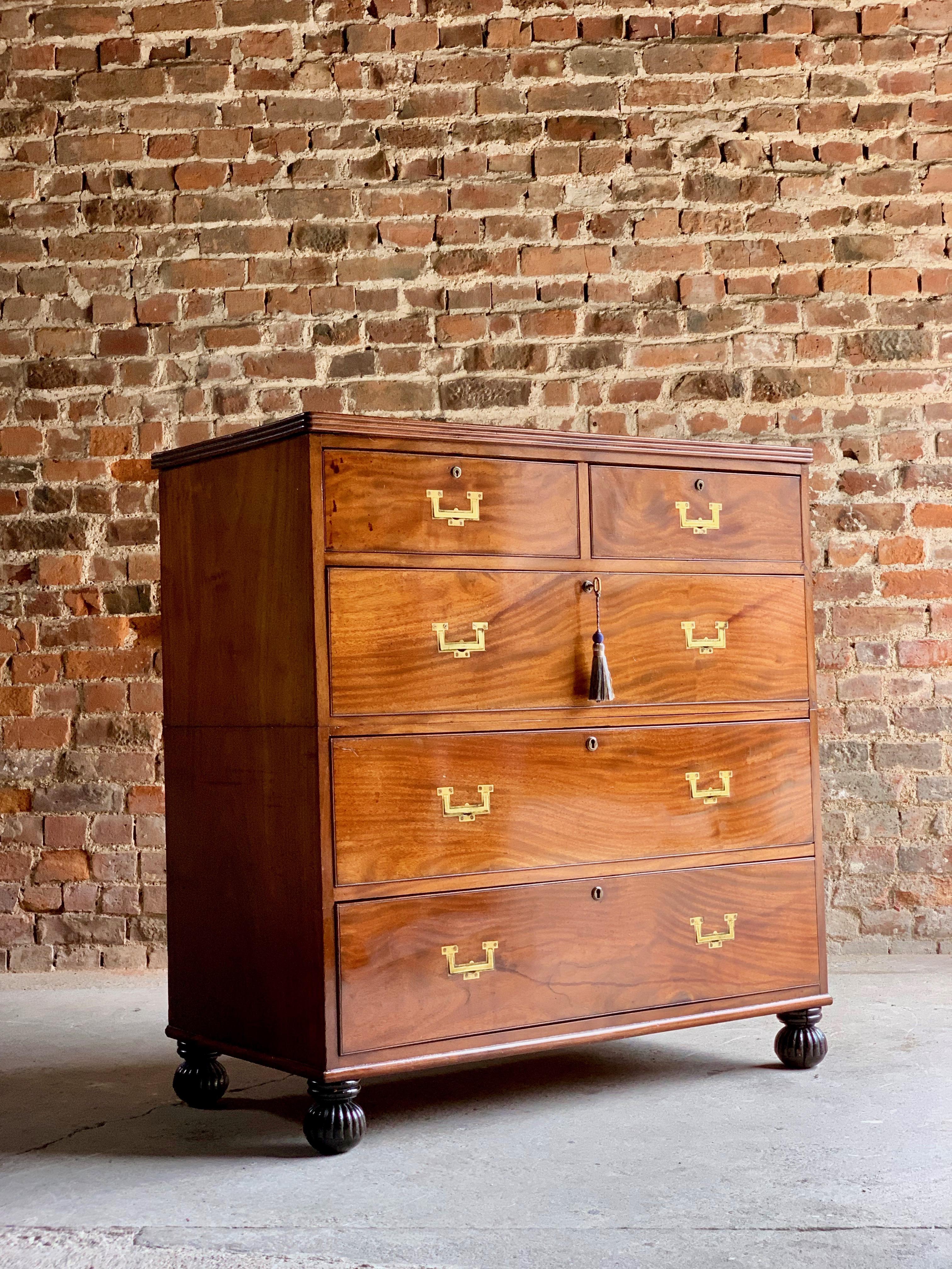 19th Century Mahogany Military Campaign Chest of Drawers circa 1850 No: 22 2