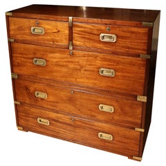 Antique 19th Century Mahogany Military Campaign Chest of Drawers