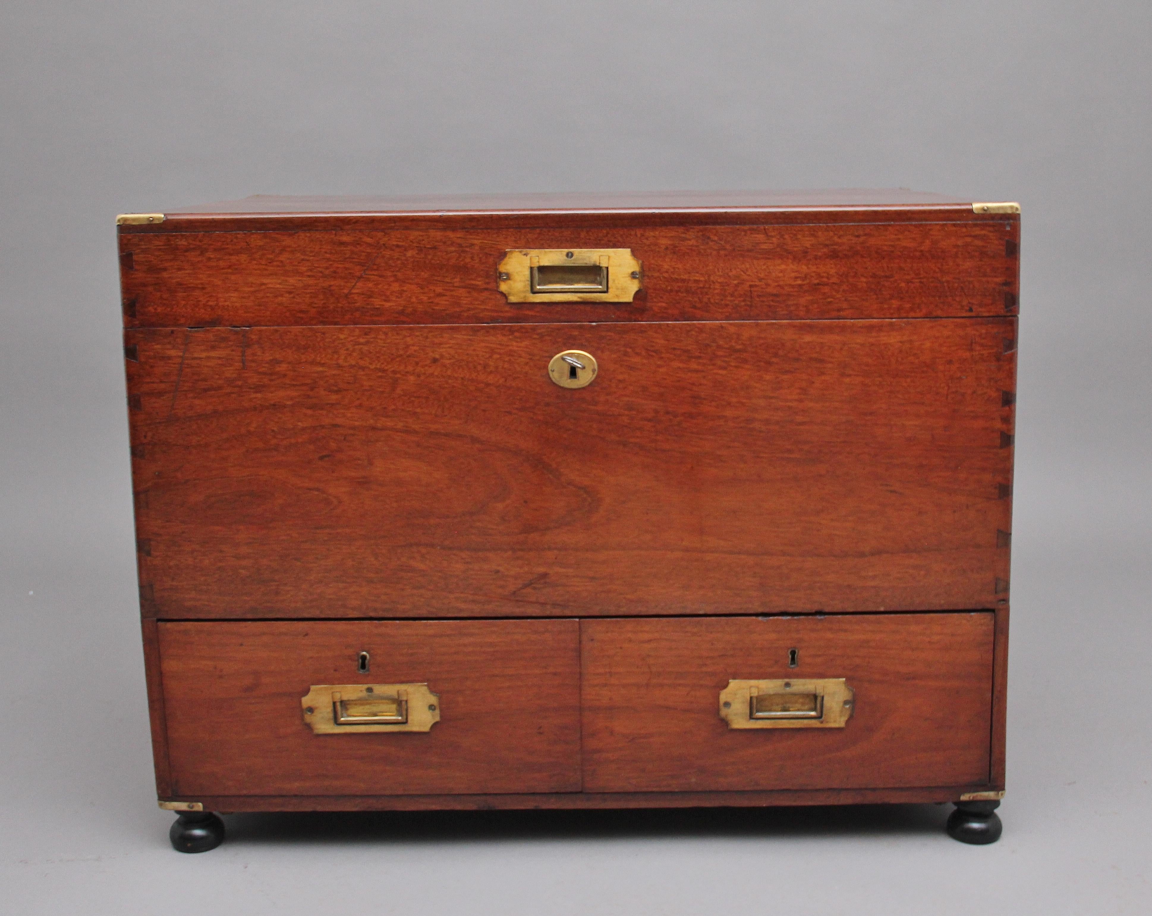 19th Century Mahogany Military Mule Chest In Good Condition In Martlesham, GB
