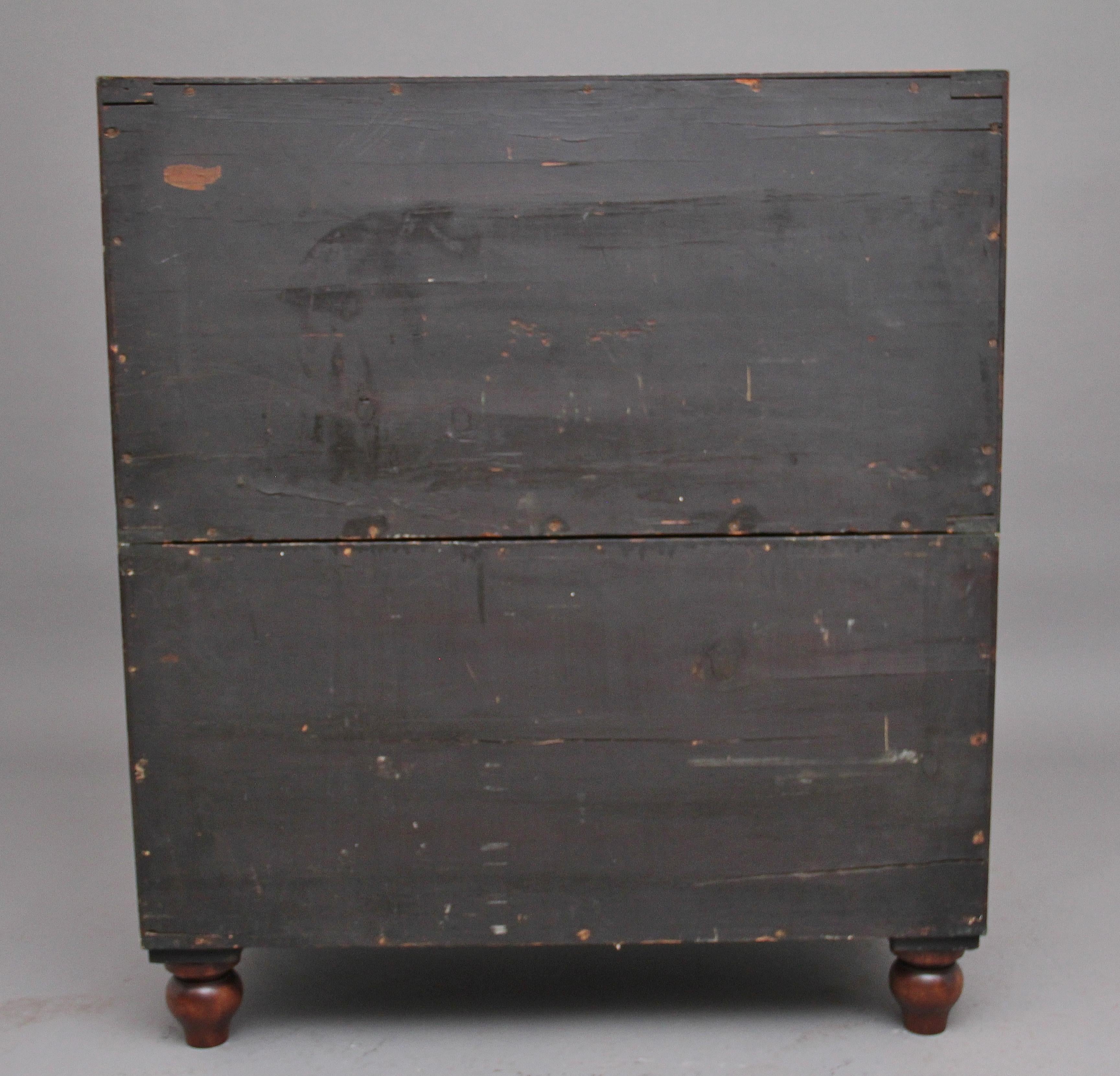 Late 19th Century 19th Century Mahogany Military Secrétaire Chest For Sale