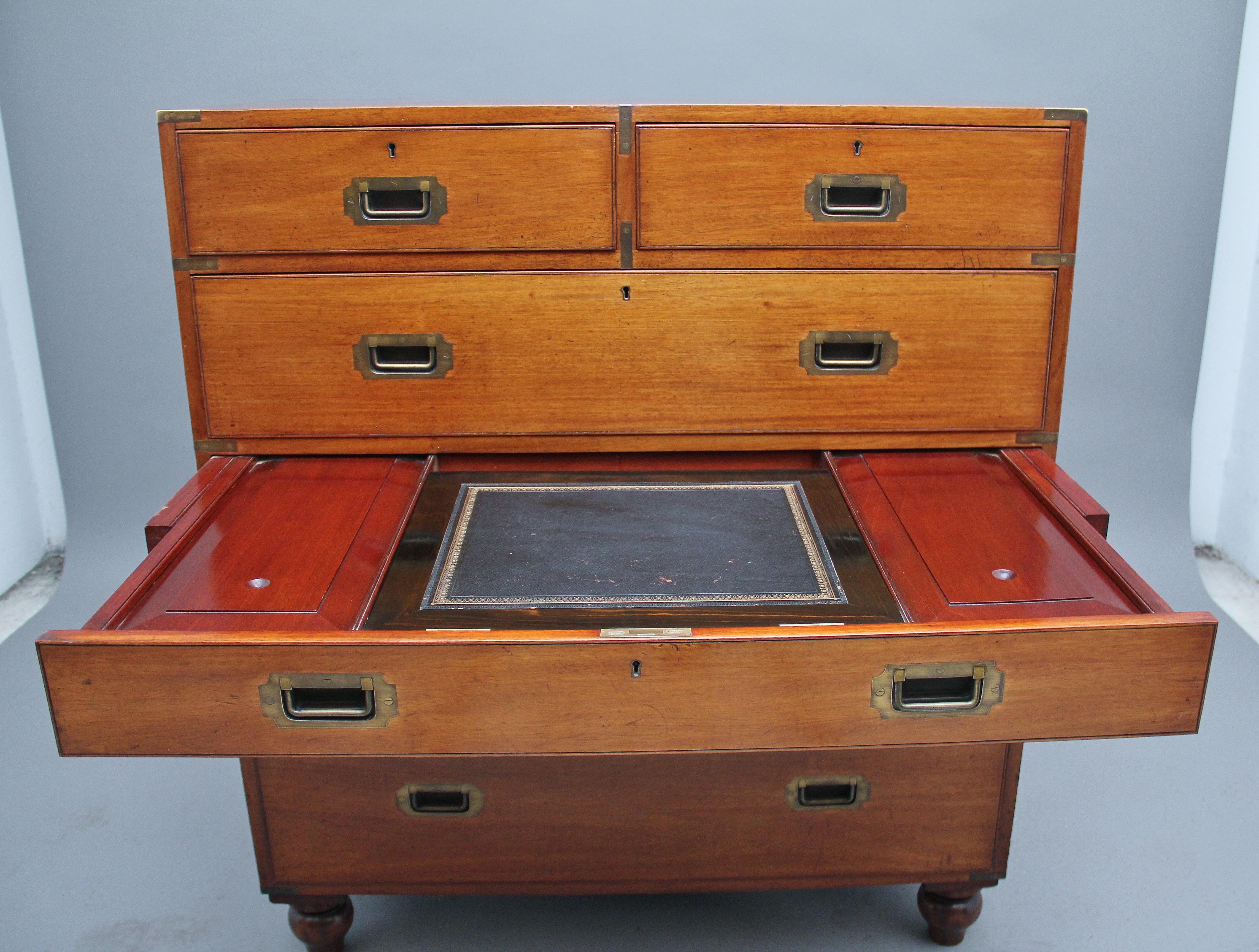19th Century Mahogany Military Secrétaire Chest For Sale 3