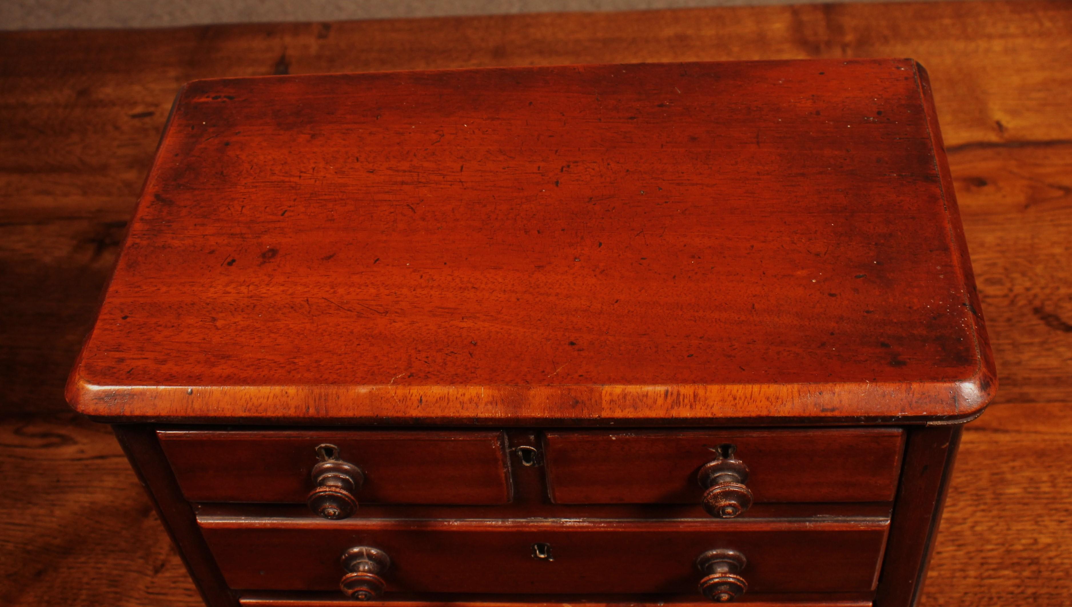 19th Century Mahogany Miniature Chest Of Drawers For Sale 6
